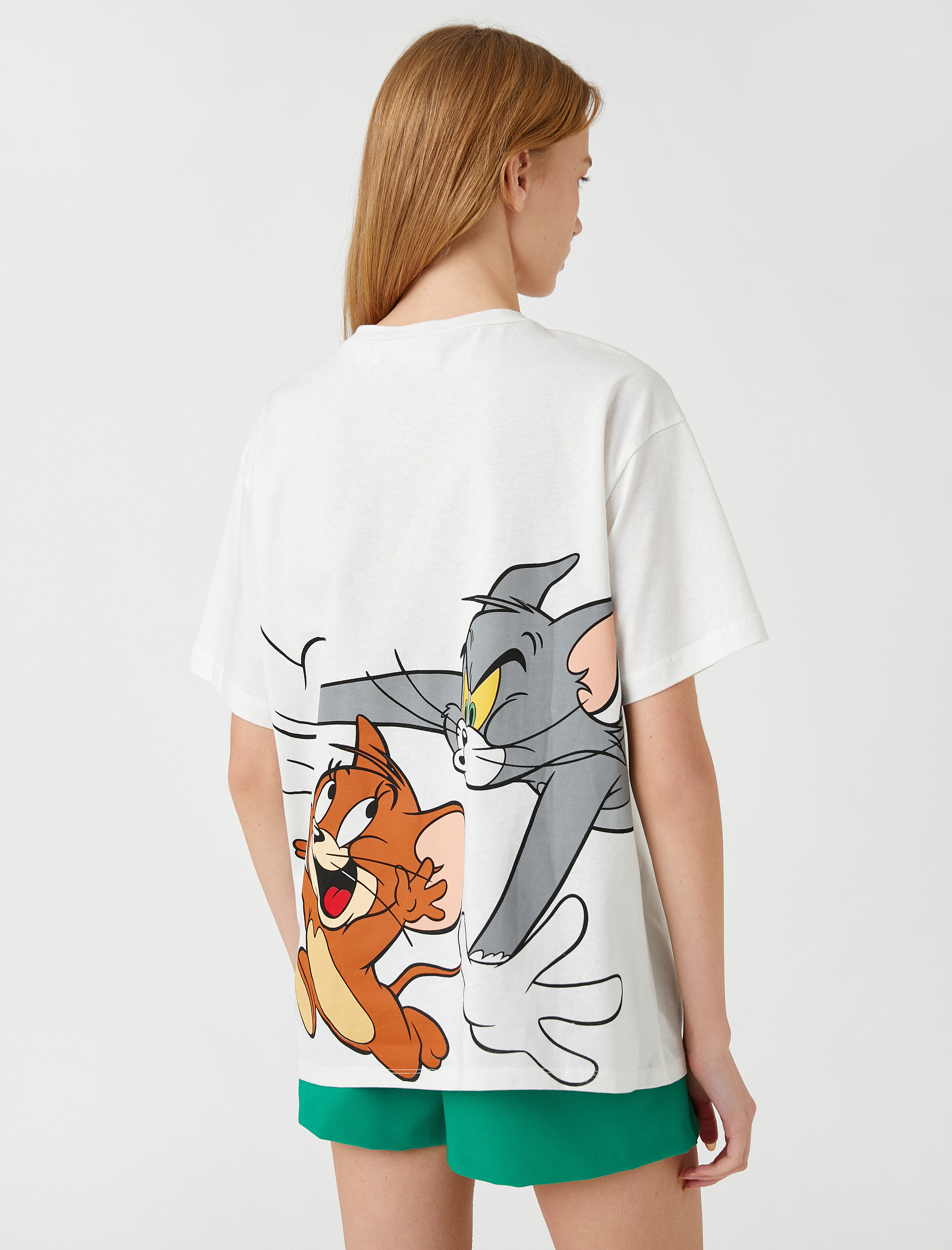   Tom ve Jerry Lisanslı Tişört Kısa Kollu Pamuklu Bisiklet Yaka