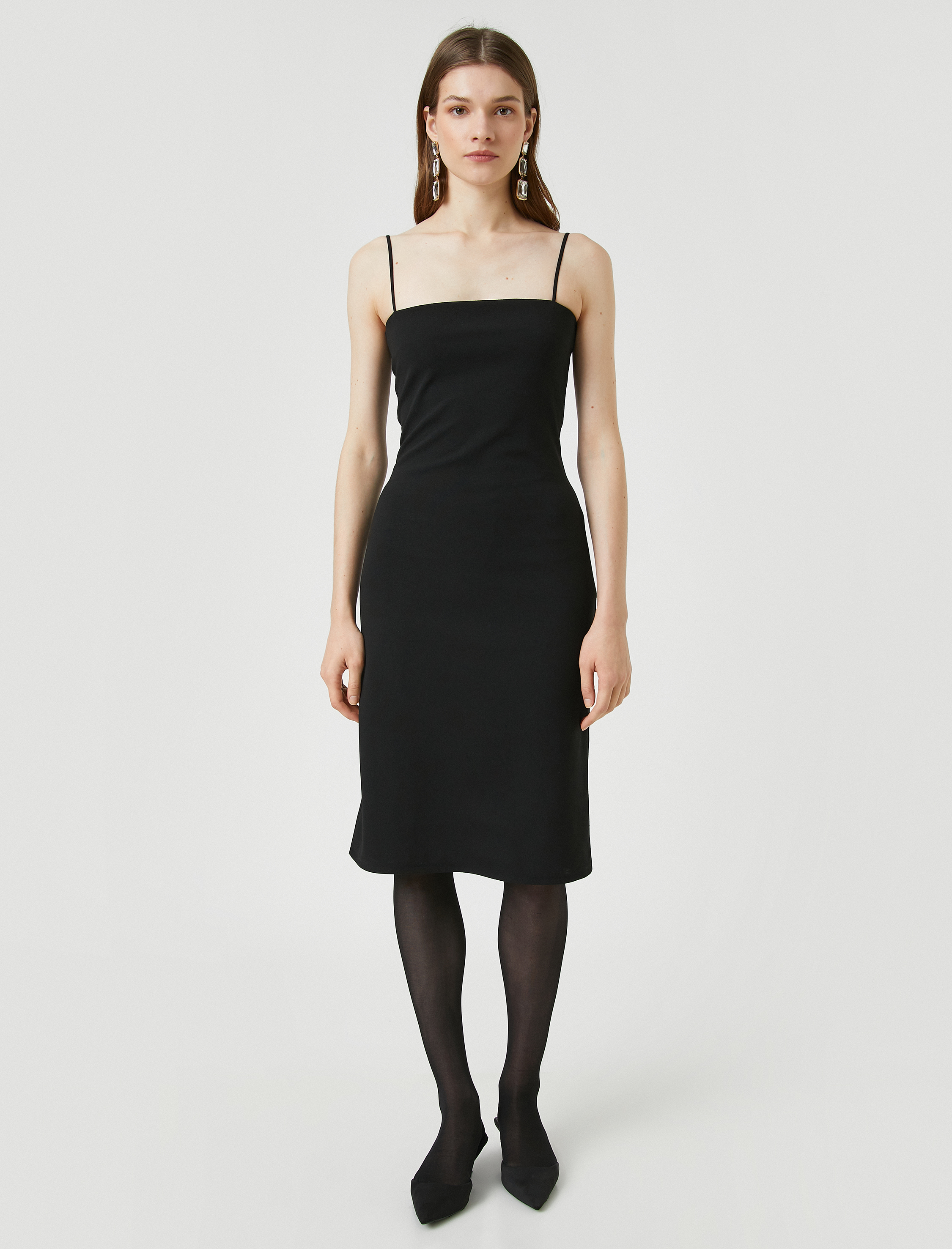 Midi Boy Elbise Askılı Sırtı Korse Detaylı