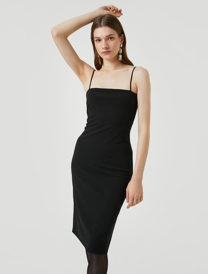  Midi Boy Elbise Askılı Sırtı Korse Detaylı