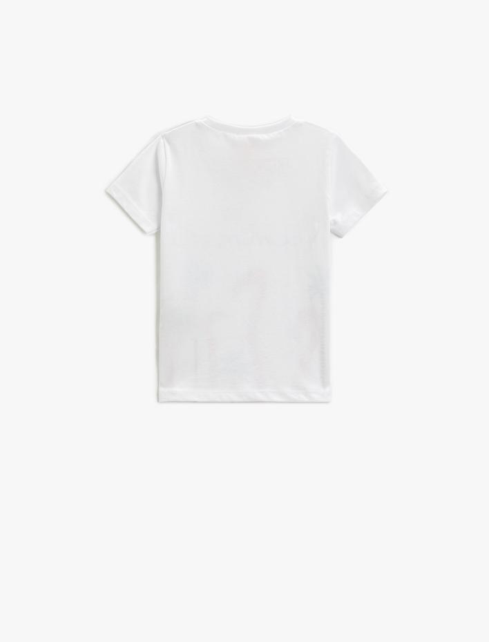 Kız Bebek Flamingo Baskılı Tişört Kısa Kollu Bisiklet Yaka Simli