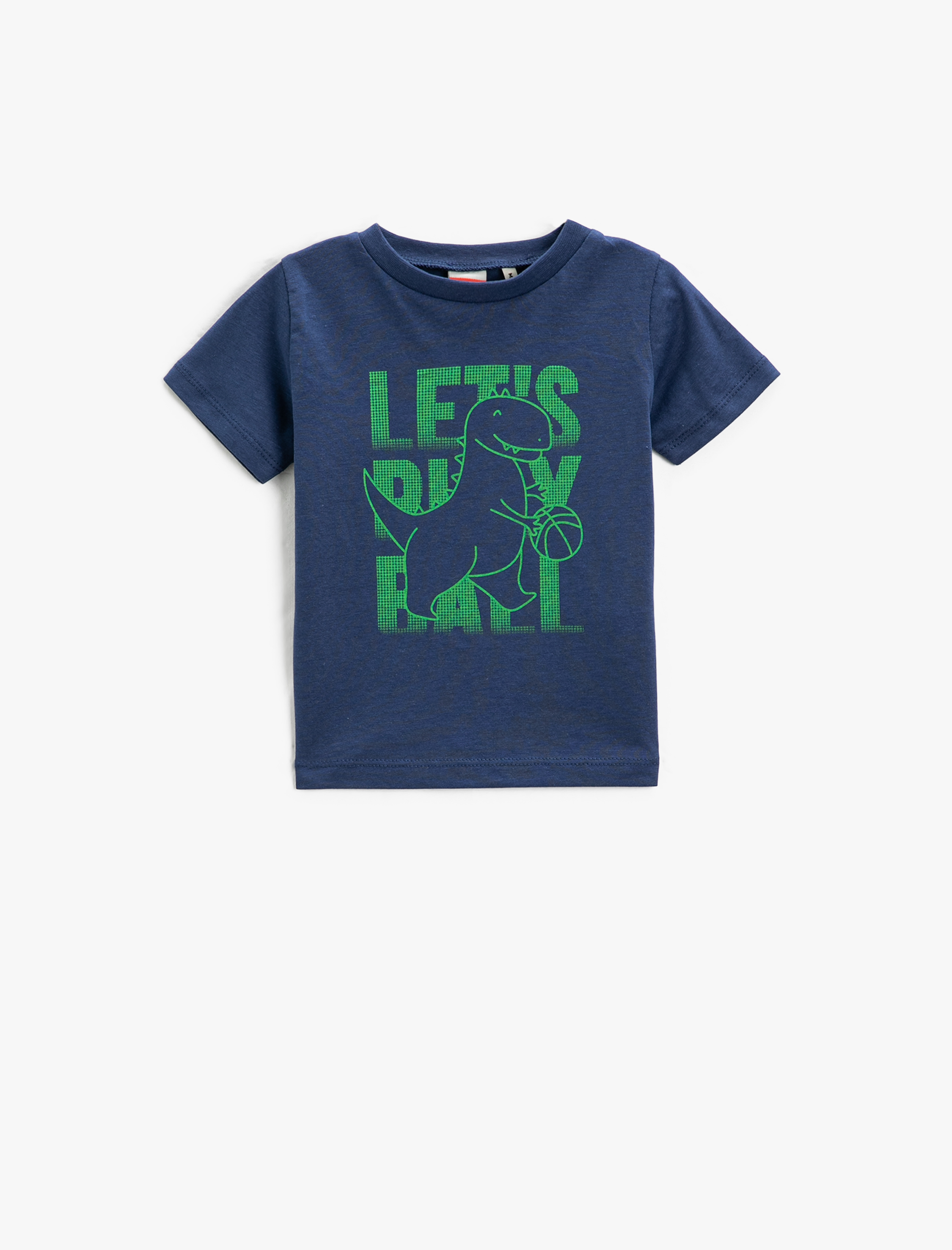  Erkek Bebek Dinozor Baskılı Kısa Kollu Tişört Bisiklet Yaka