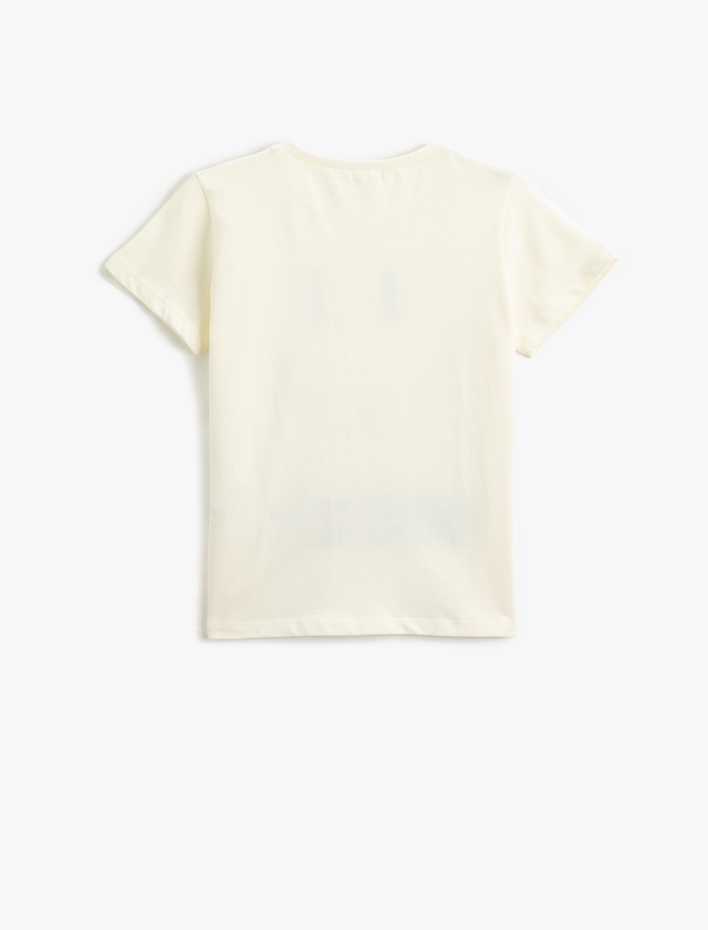 Erkek Çocuk Pamuklu Kısa Kollu Tişört Kaykay Temalı Baskılı Bisiklet Yaka