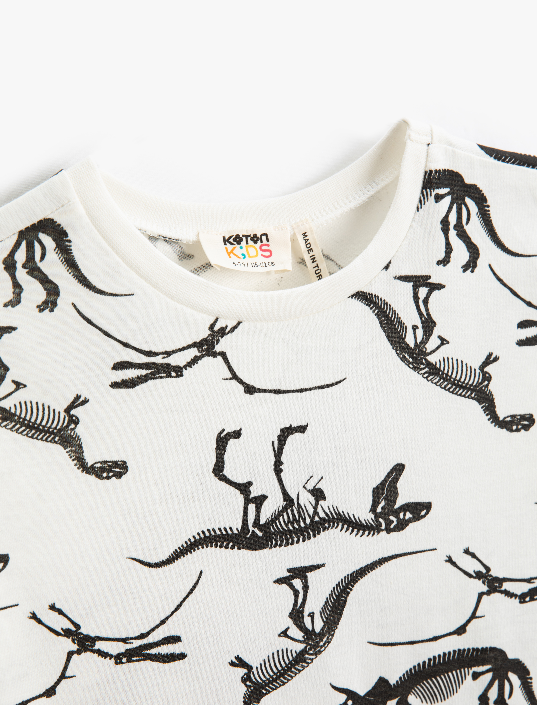  Erkek Çocuk Dinozor Baskılı Kısa Kollu Tişört Bisiklet Yaka