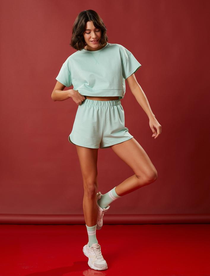  Mini Spor Şort Beli Lastikli