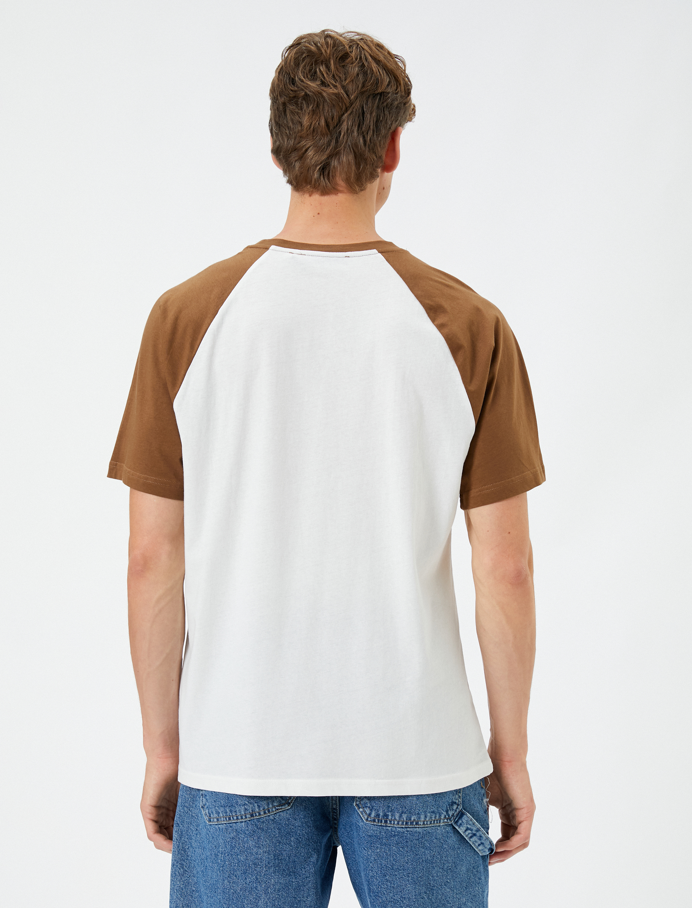   Kolej Tişört Reglan Kol Baskılı Bisiklet Yaka Kısa Kollu