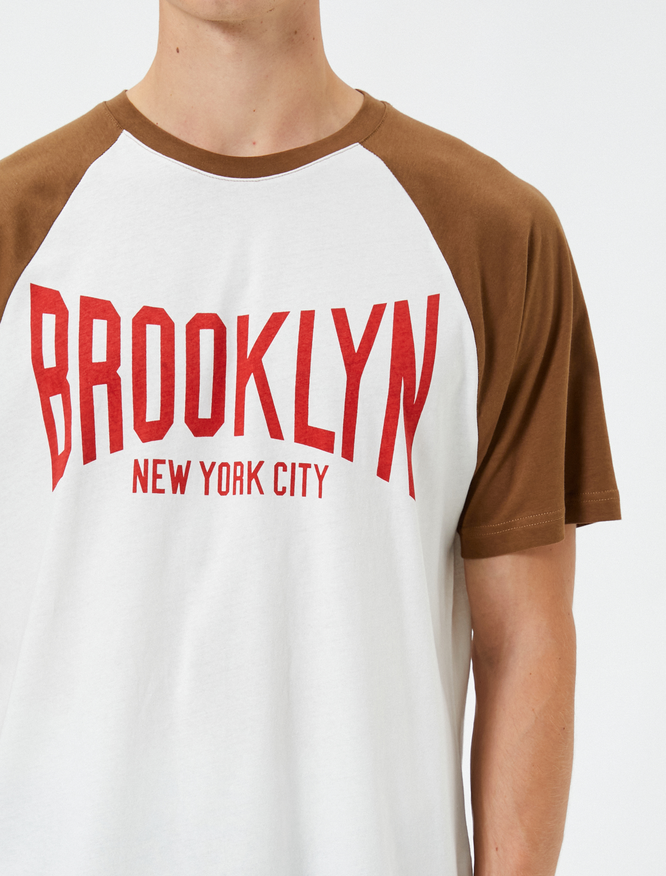   Kolej Tişört Reglan Kol Baskılı Bisiklet Yaka Kısa Kollu