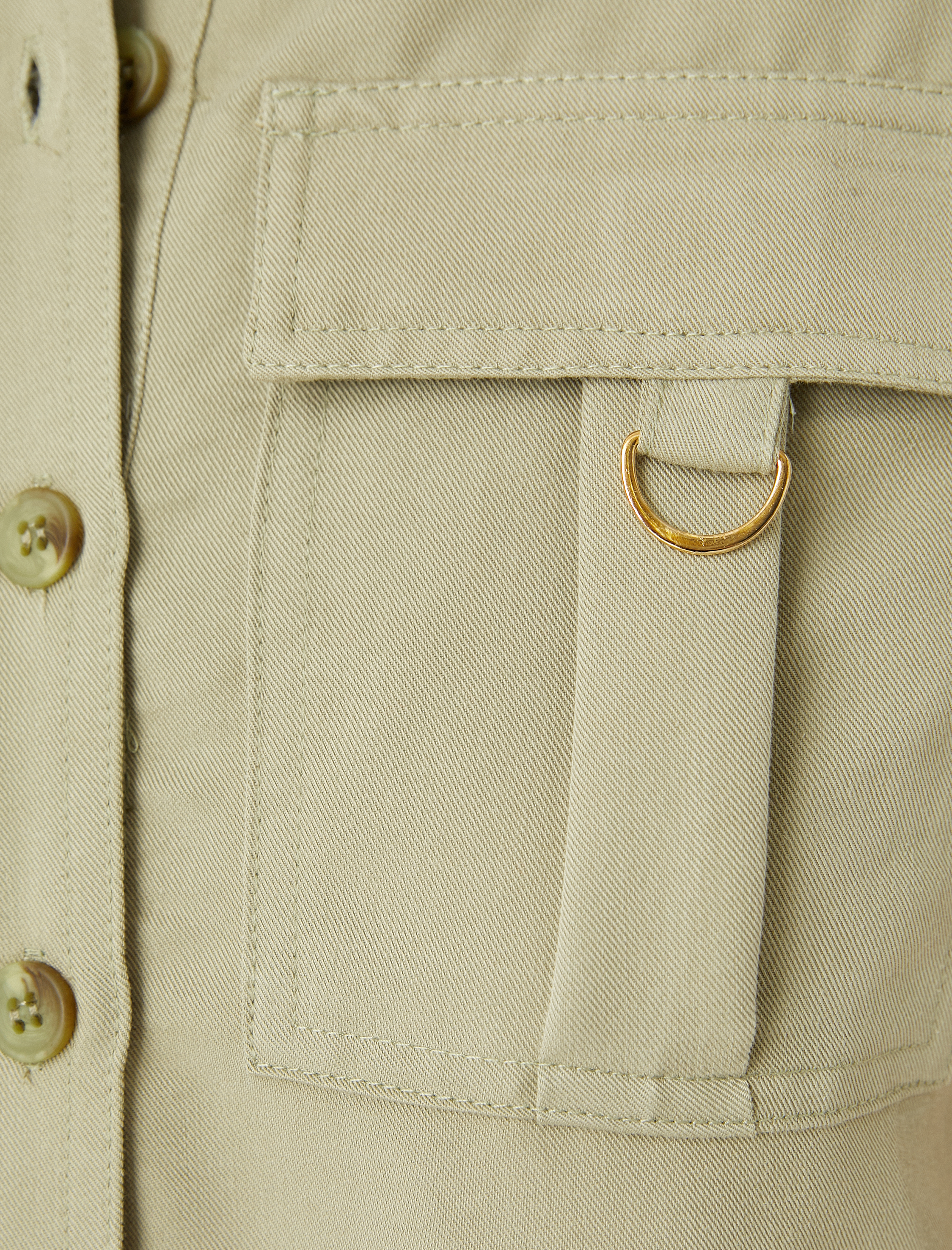   Outdoor Görünümlü Crop Gömlek Cepli Düğmeli Modal