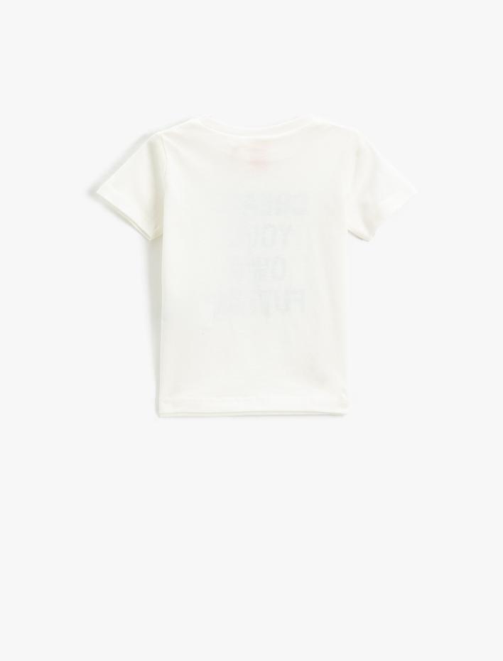 Erkek Bebek Baskılı Kısa Kollu Tişört Bisiklet Yaka