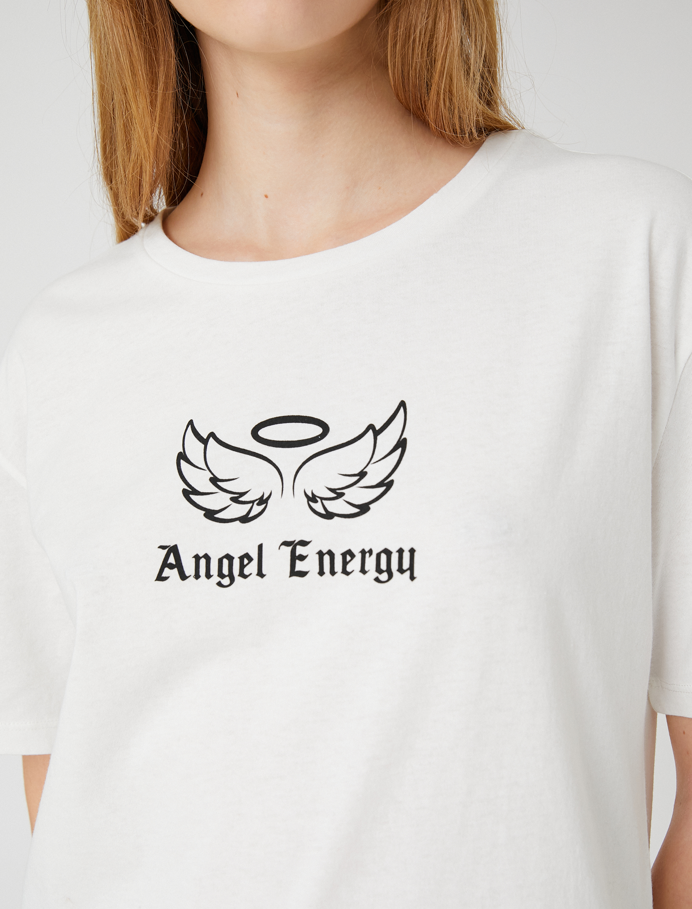   Slogan Baskılı Tişört Kısa Kollu Bisiklet Yaka