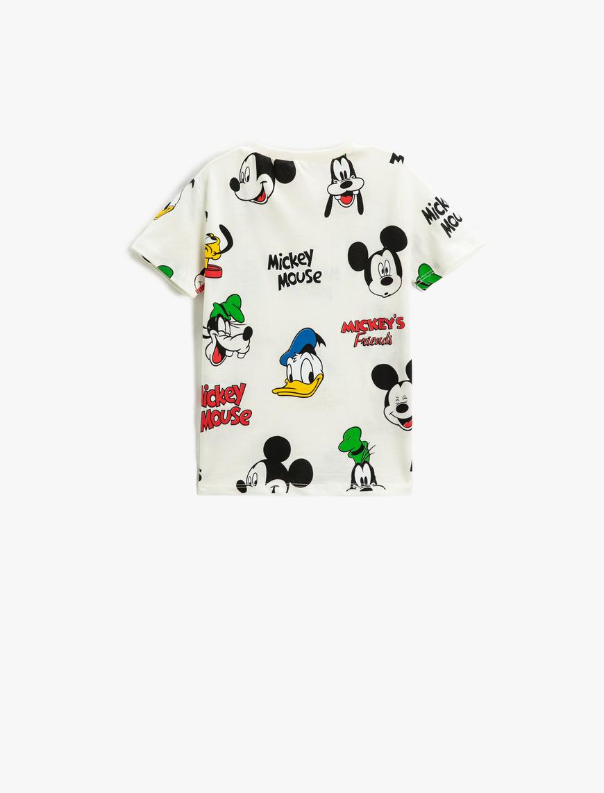  Erkek Bebek Mickey Mouse Tişört Baskılı Lisanslı Kısa Kollu Bisiklet Yaka