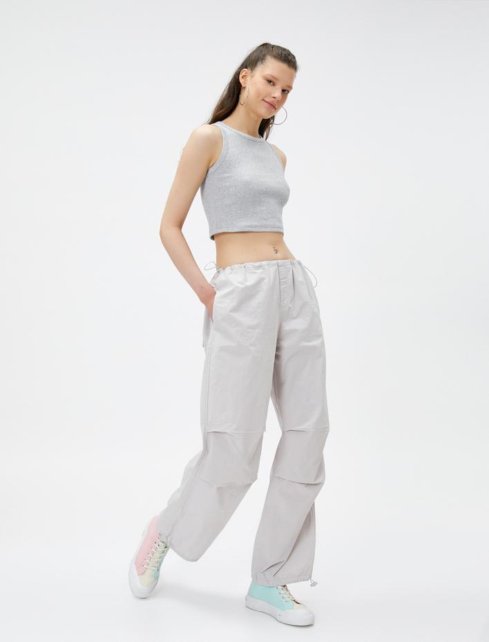  Crop Atlet Dar Kesim Bisiklet Yaka