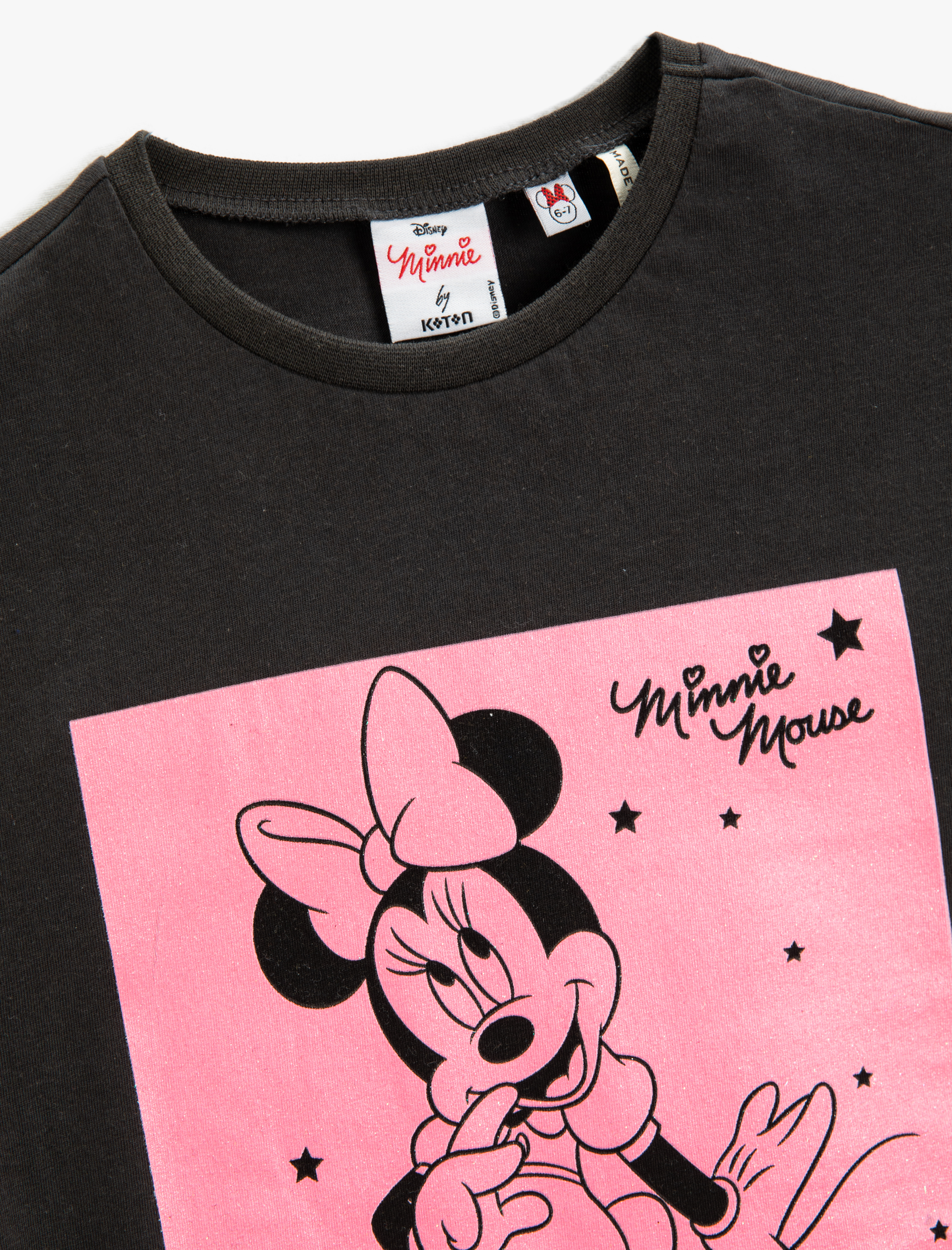  Kız Çocuk Minnie Mouse Oversize Tişört Baskılı Lisanslı Kısa Kollu Bisiklet Yaka