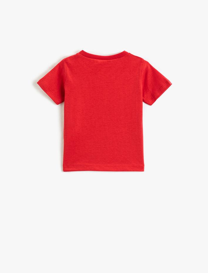 Erkek Bebek Baskılı Kısa Kollu Tişört Bisiklet Yaka