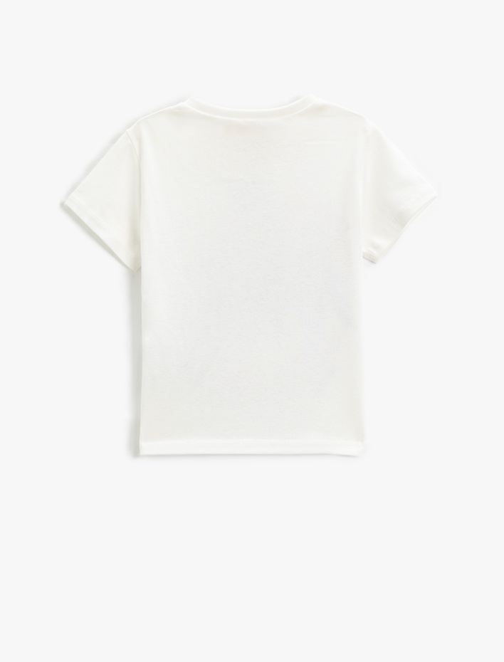 Kız Çocuk Çiçek Baskılı Kısa Kollu Tişört Bisiklet Yaka