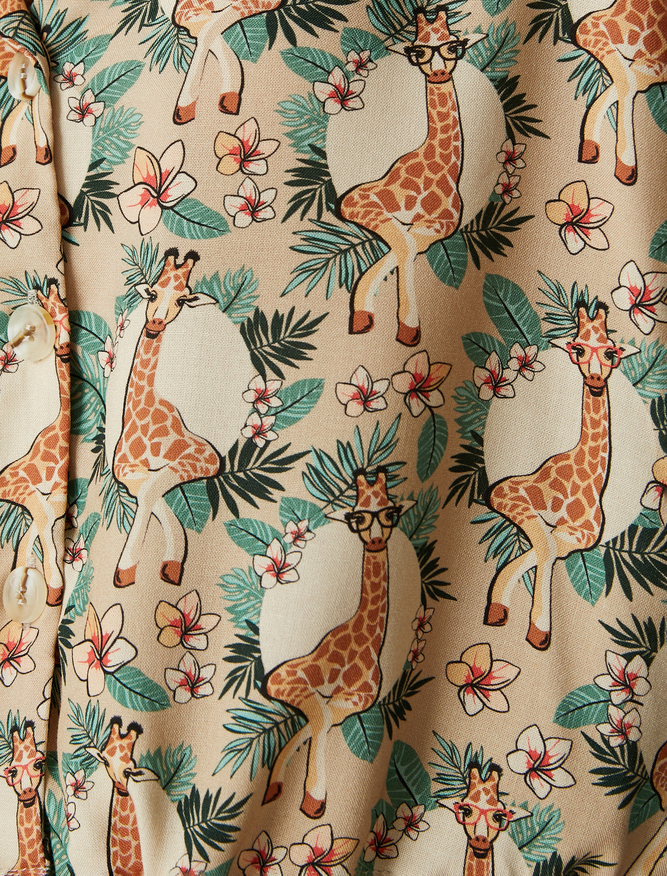   Desenli Gömlek Rahat Kesim Kısa Kollu Düğmeli