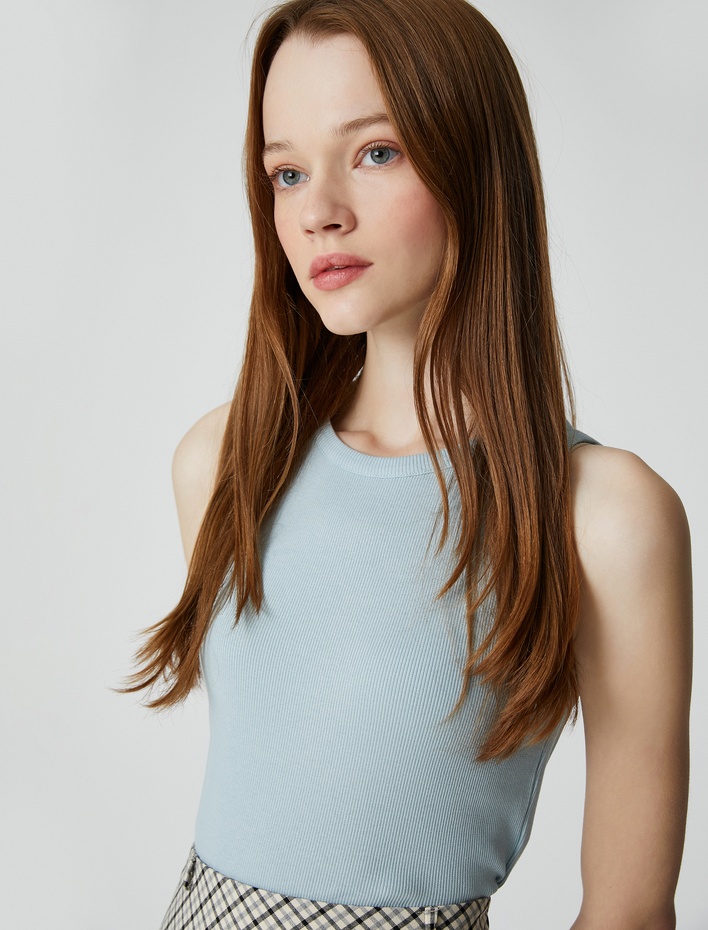  Crop Atlet Dar Kesim Bisiklet Yaka