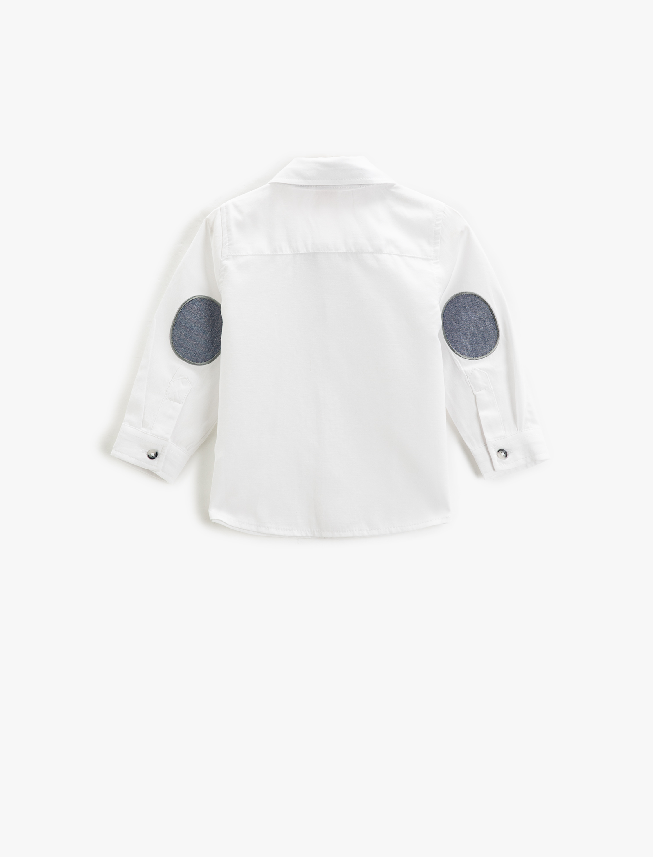  Erkek Bebek Papyonlu Gömlek Uzun Kollu Yama Detaylı Tek Cepli