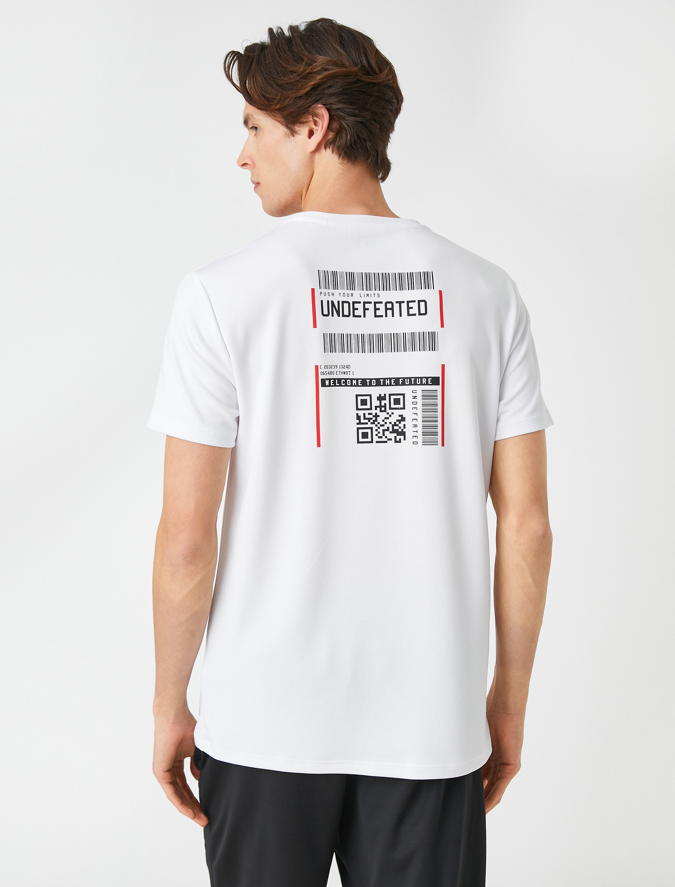   Spor Tişört Etiket Baskılı Bisiklet Yaka Kısa Kollu Nefes Alan Kumaş