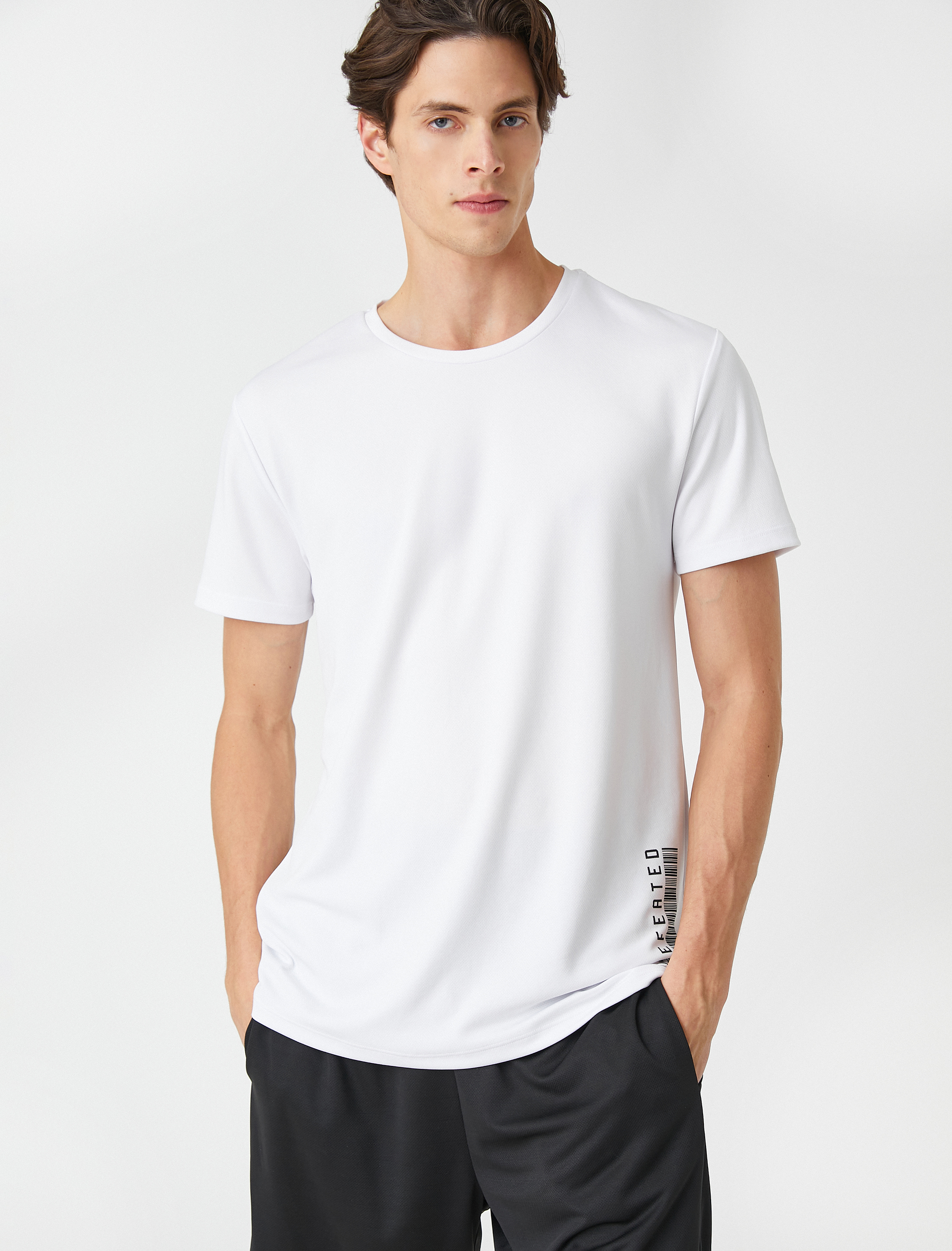   Spor Tişört Etiket Baskılı Bisiklet Yaka Kısa Kollu Nefes Alan Kumaş