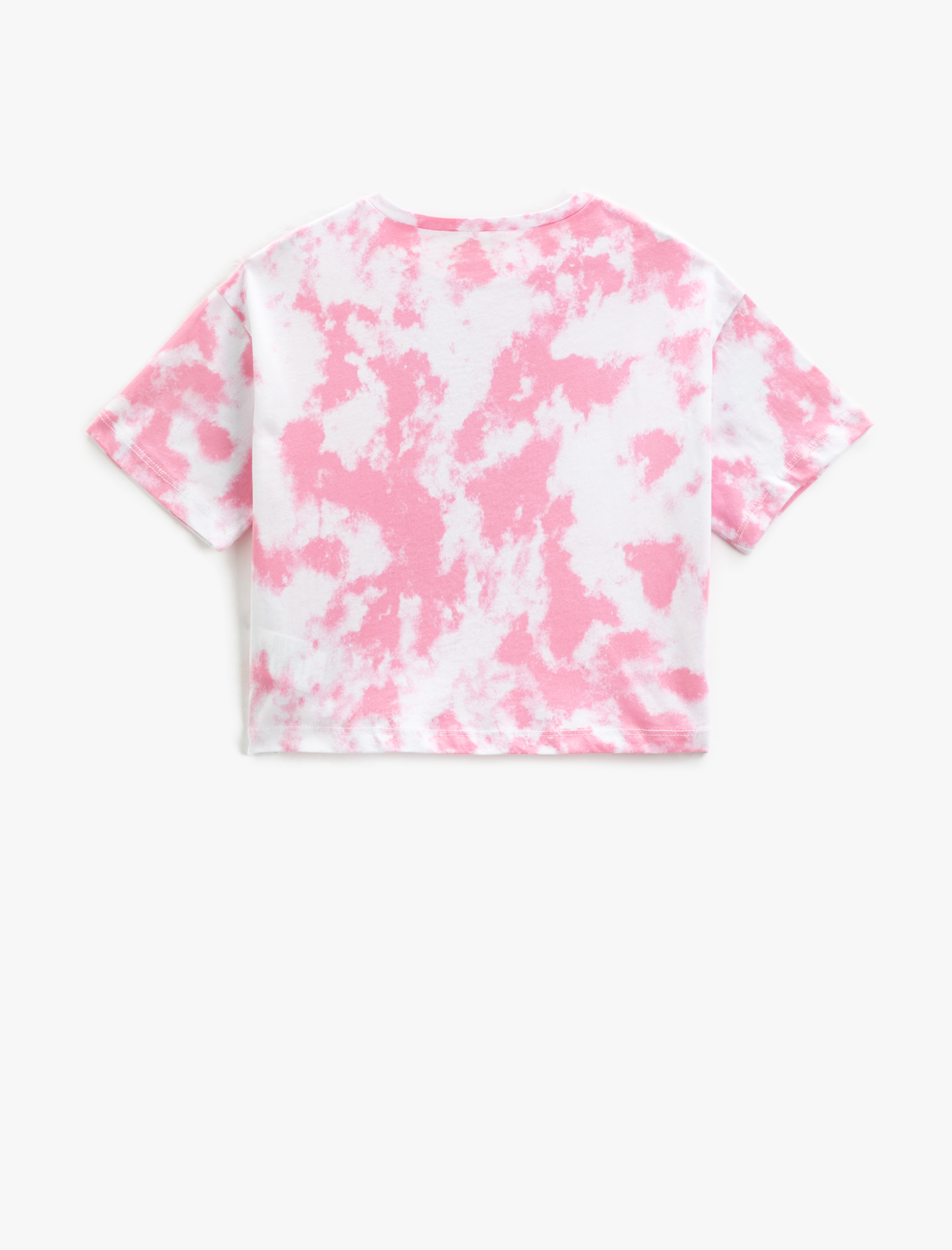  Kız Çocuk Oversize Tişört Batik Desenli Kısa Kollu Bisiklet Yaka