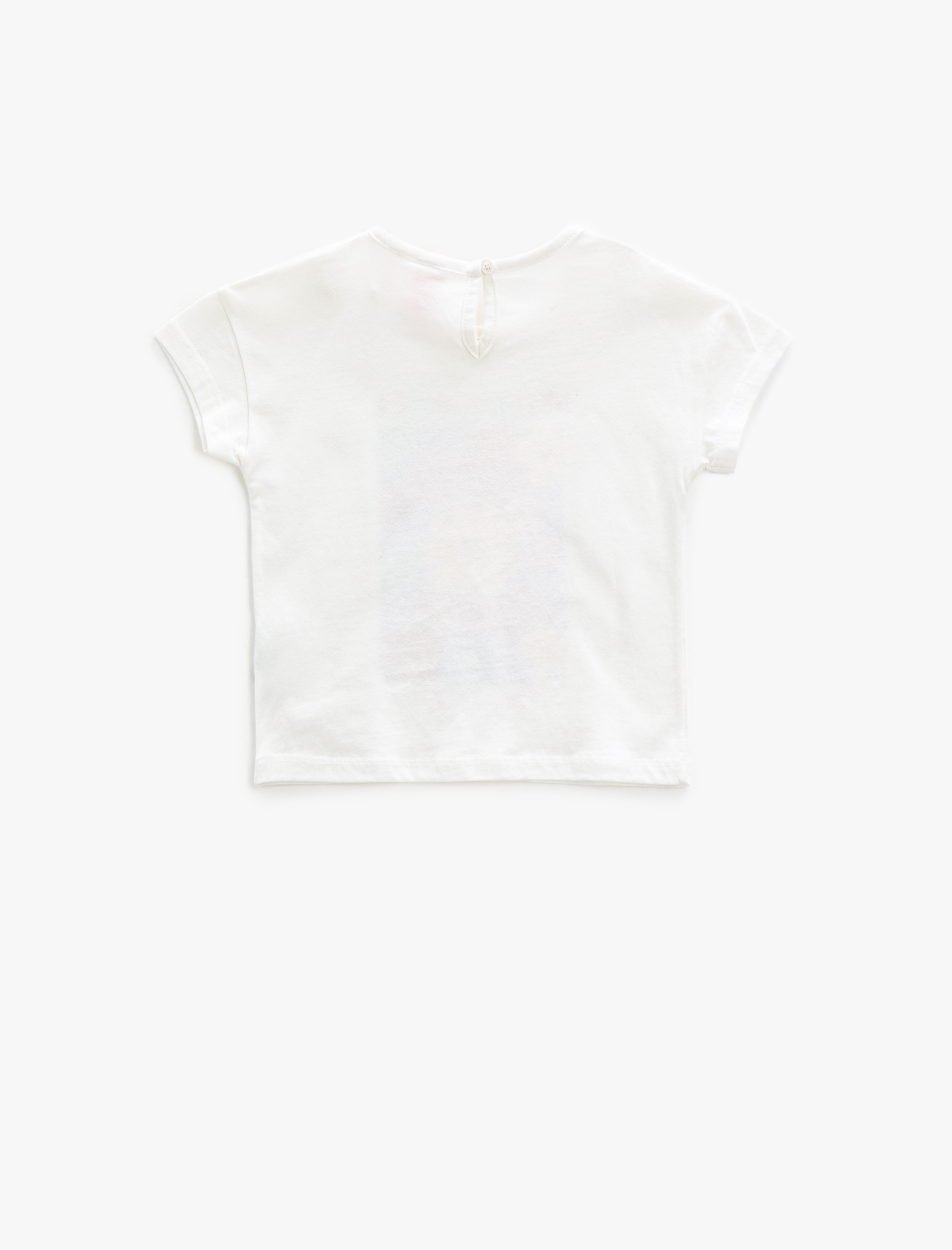  Kız Bebek Çiçekli Tişört Kısa Kollu Bisiklet Yaka Simli Pamuklu