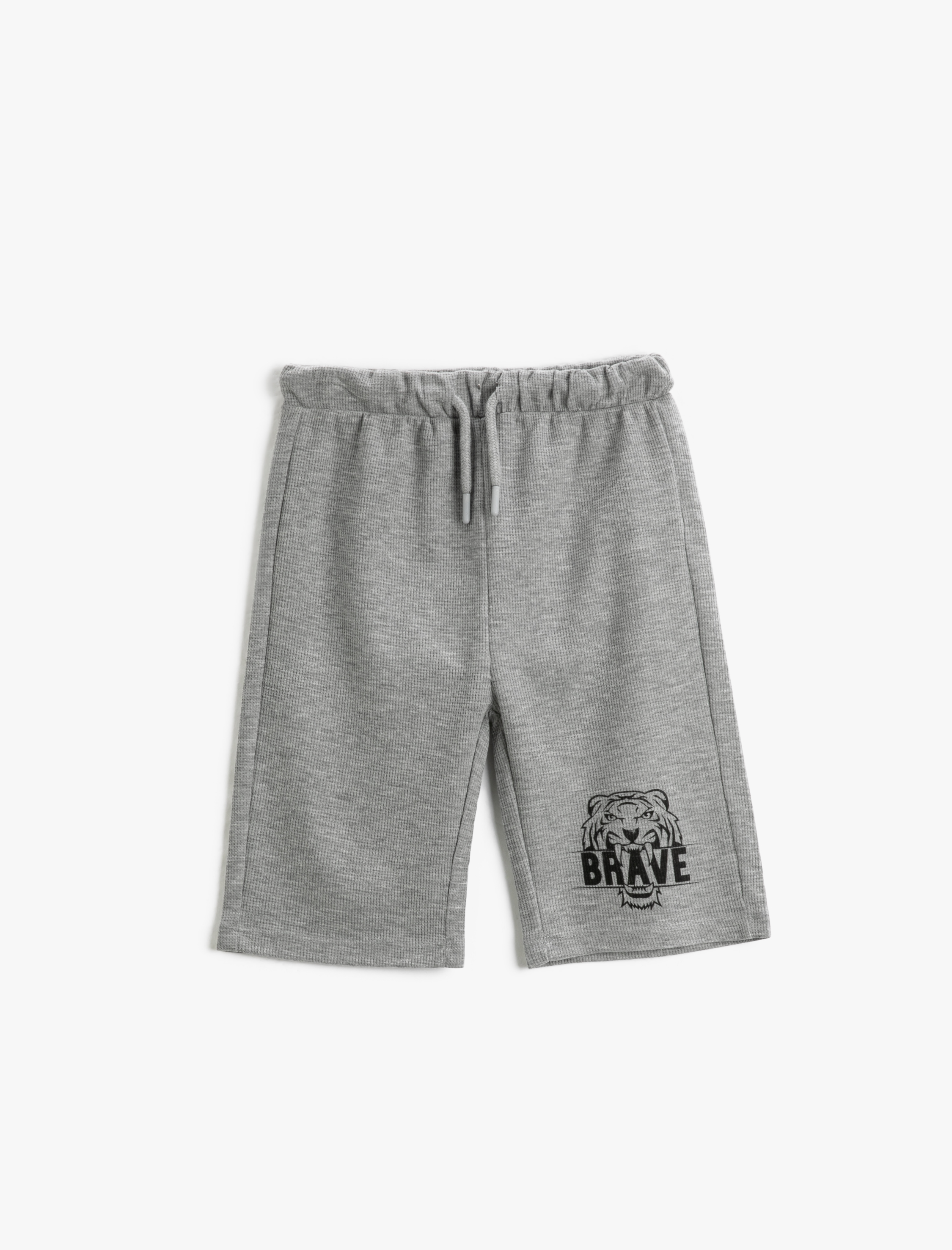  Erkek Çocuk Beli Bağlamalı Şort Kaplan Baskı Detaylı Pamuklu