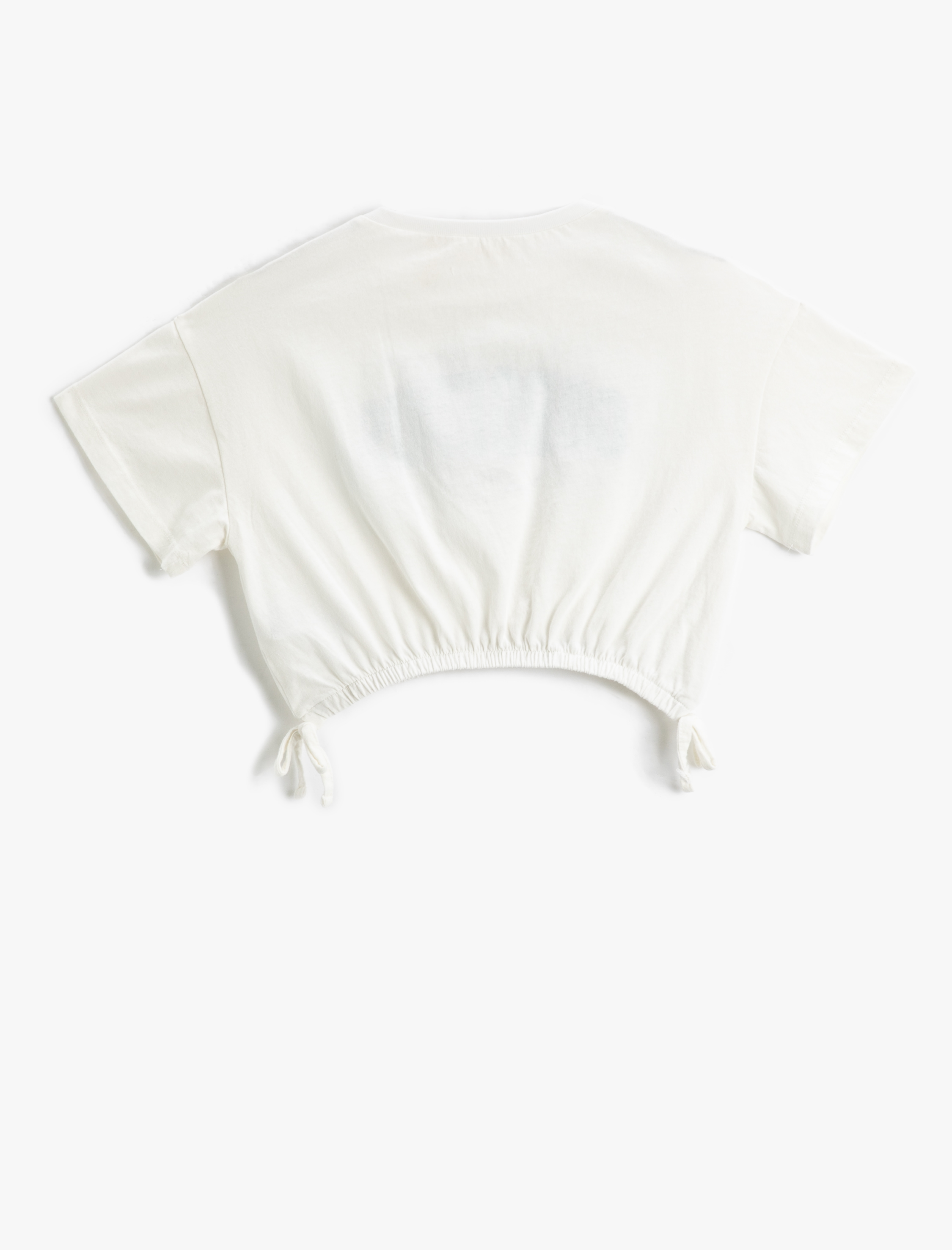  Kız Çocuk Crop Tişört Kısa Kollu Bisiklet Yaka Pamuklu