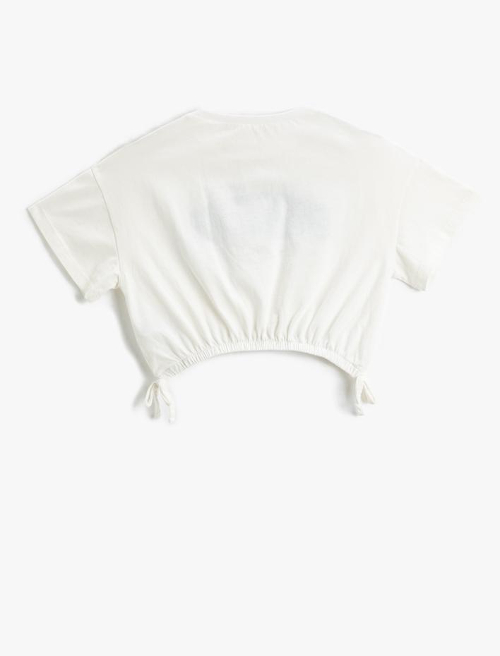 Kız Çocuk Crop Tişört Kısa Kollu Bisiklet Yaka Pamuklu