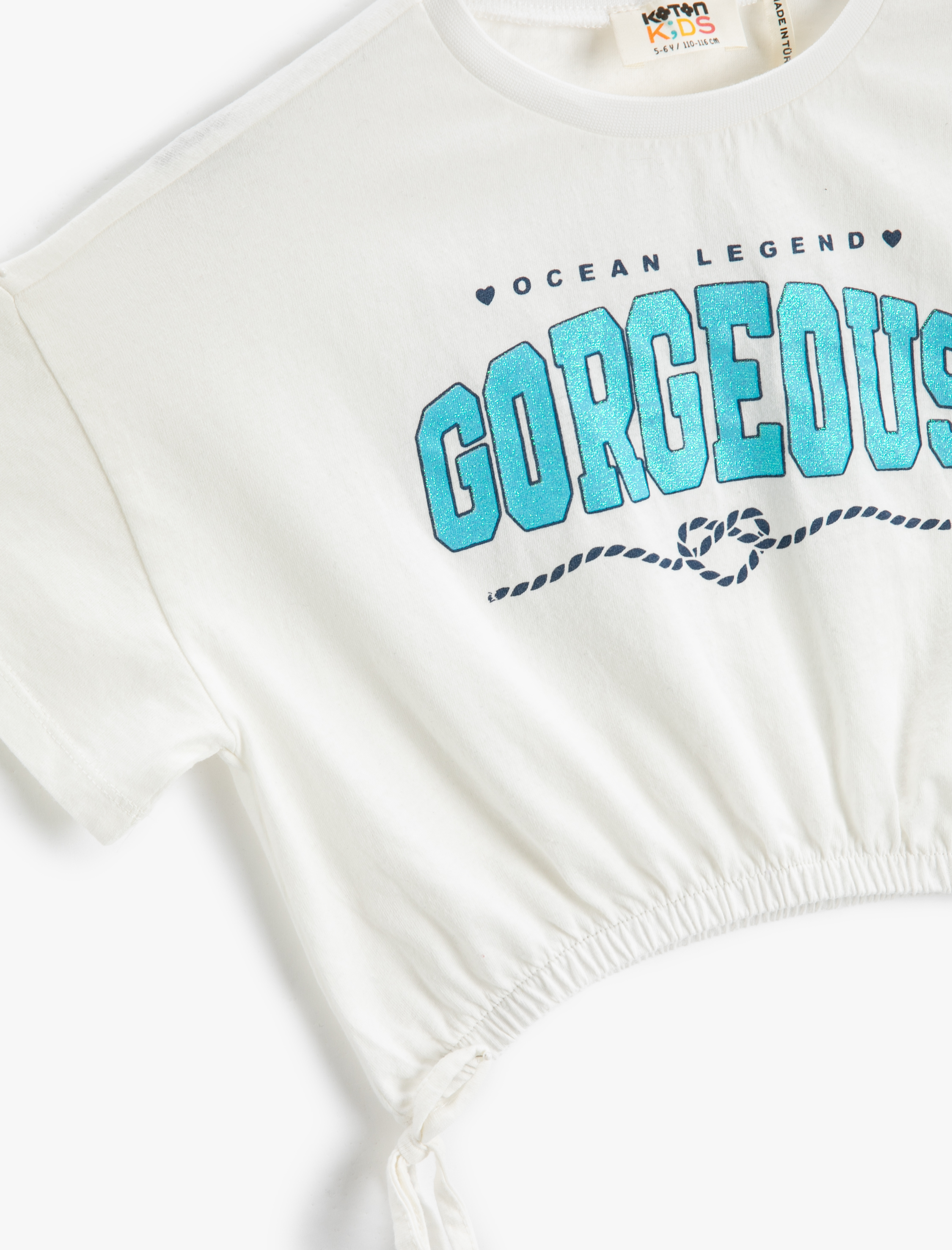  Kız Çocuk Crop Tişört Kısa Kollu Bisiklet Yaka Pamuklu