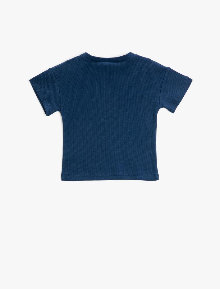 Erkek Bebek Baskılı Tişört Kısa Kollu Bisiklet Yaka Pamuklu