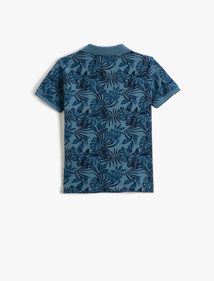 Erkek Çocuk Polo Yaka Tişört Kısa Kollu Baskılı Düğme Detaylı Pamuklu