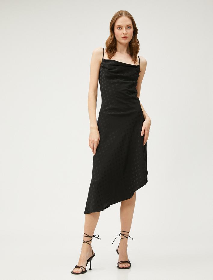  Midi Boy Parti Elbisesi Degaje Yaka