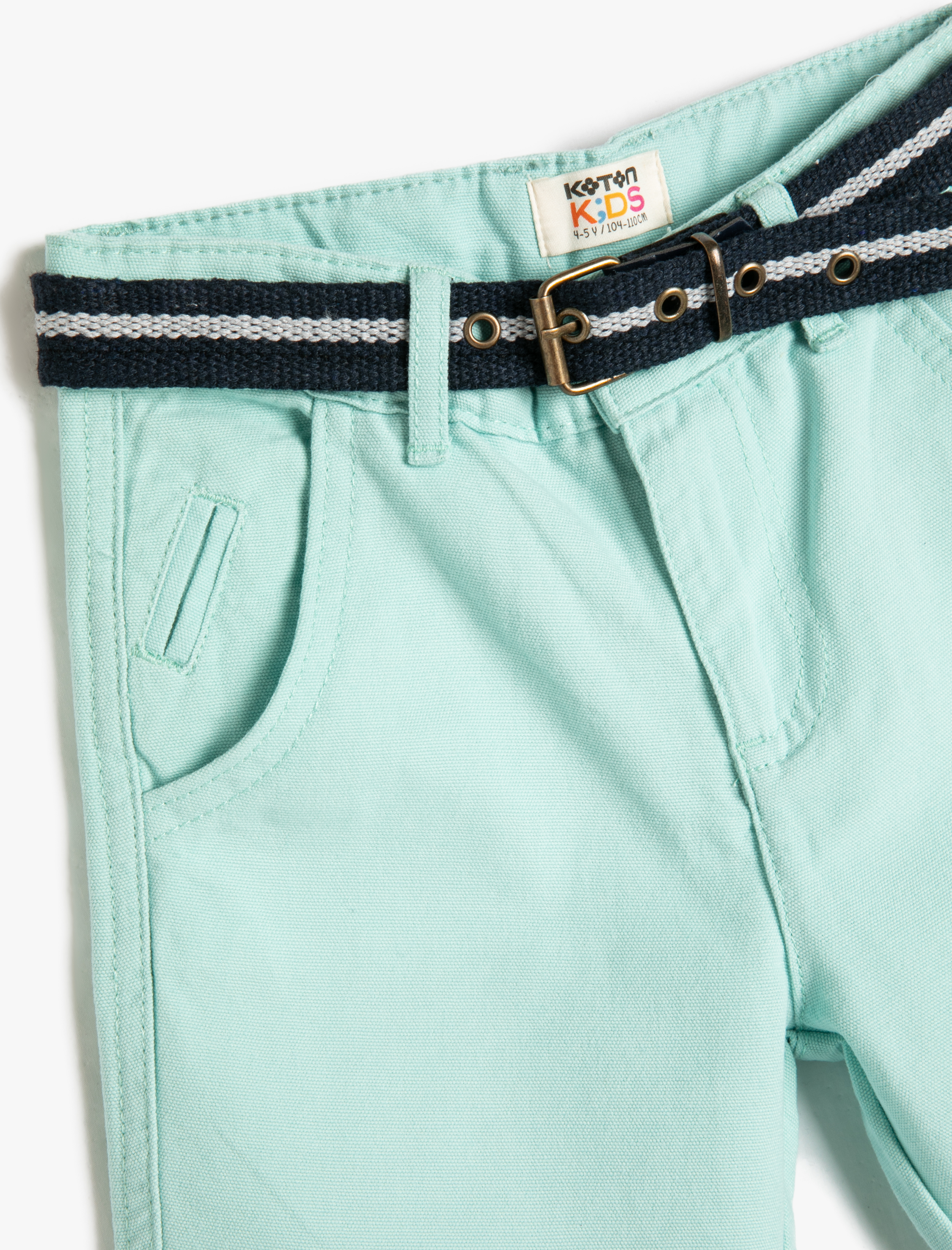  Erkek Çocuk Basic Bermuda Şort Kemer Detaylı Cepli Pamuklu Beli Ayarlanabilir Lastikli