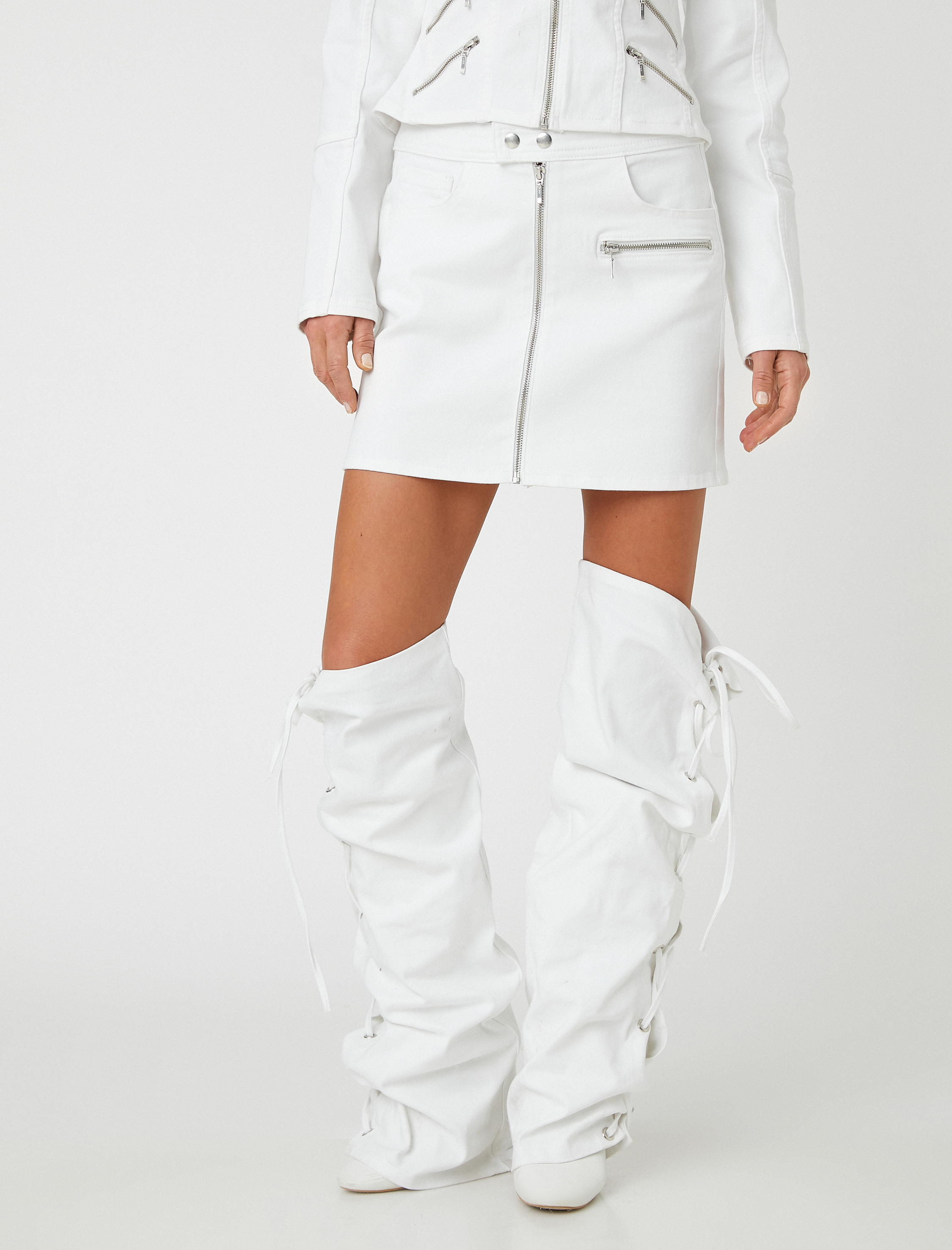   Kot Etek Mini Fermuar Detaylı Cepli Çıtçıt Kapama