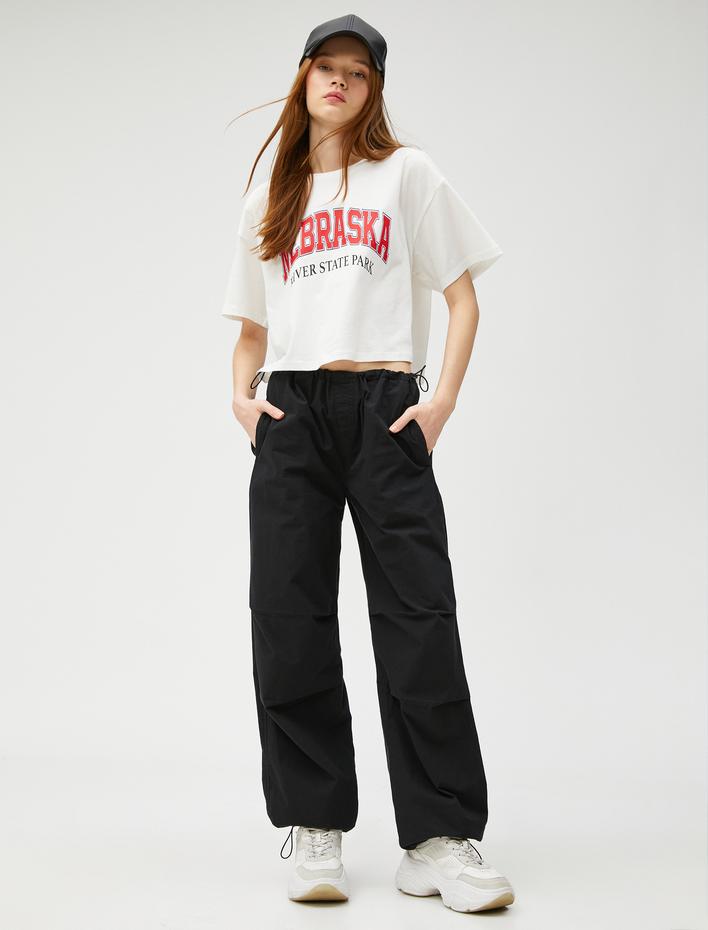  Baskılı Tişört Kısa Kollu Bisiklet Yaka Pamuklu