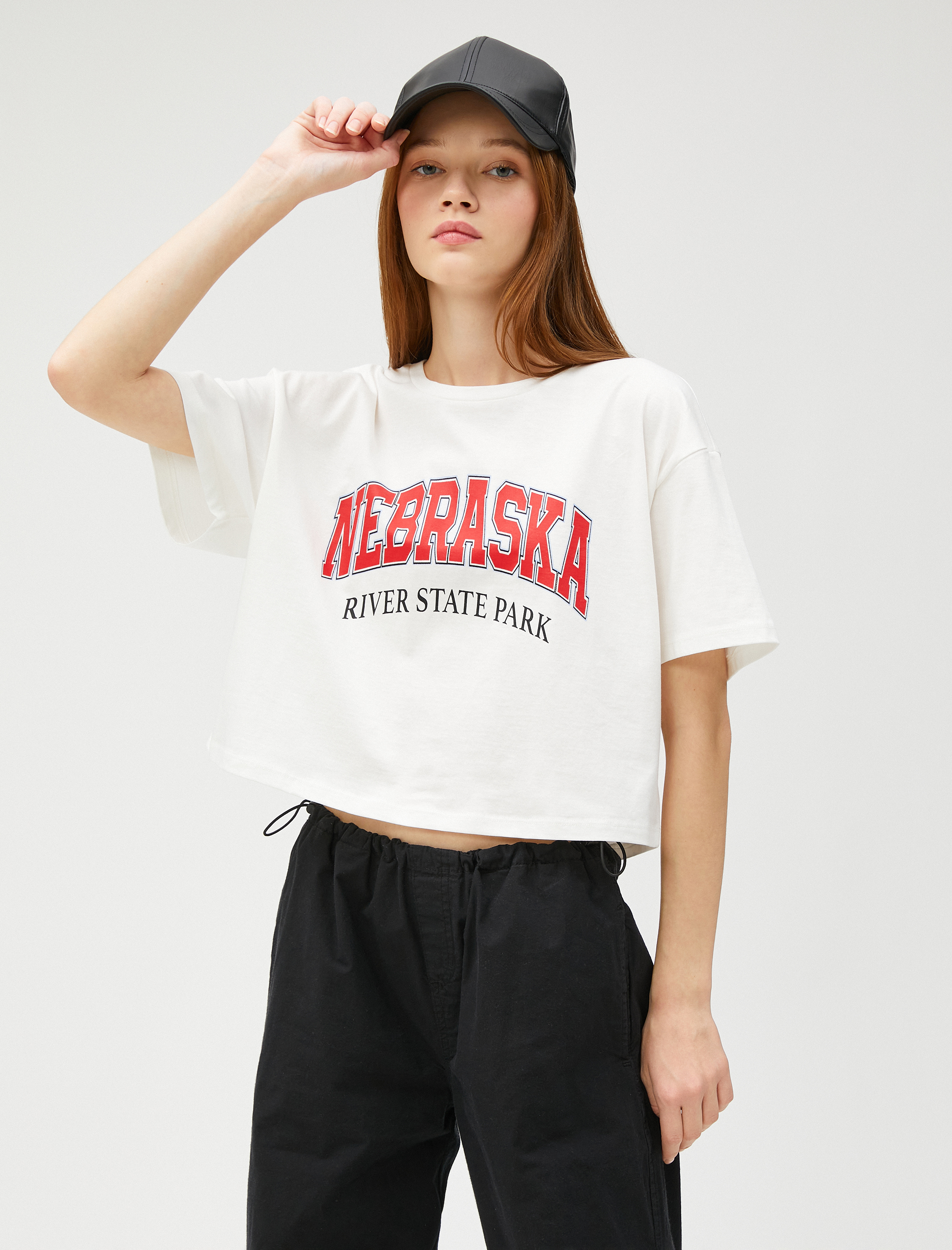   Baskılı Tişört Kısa Kollu Bisiklet Yaka Pamuklu