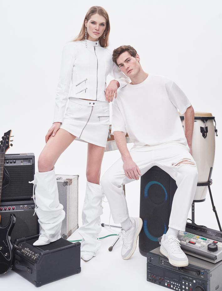  Kot Etek Mini Fermuar Detaylı Cepli Çıtçıt Kapama