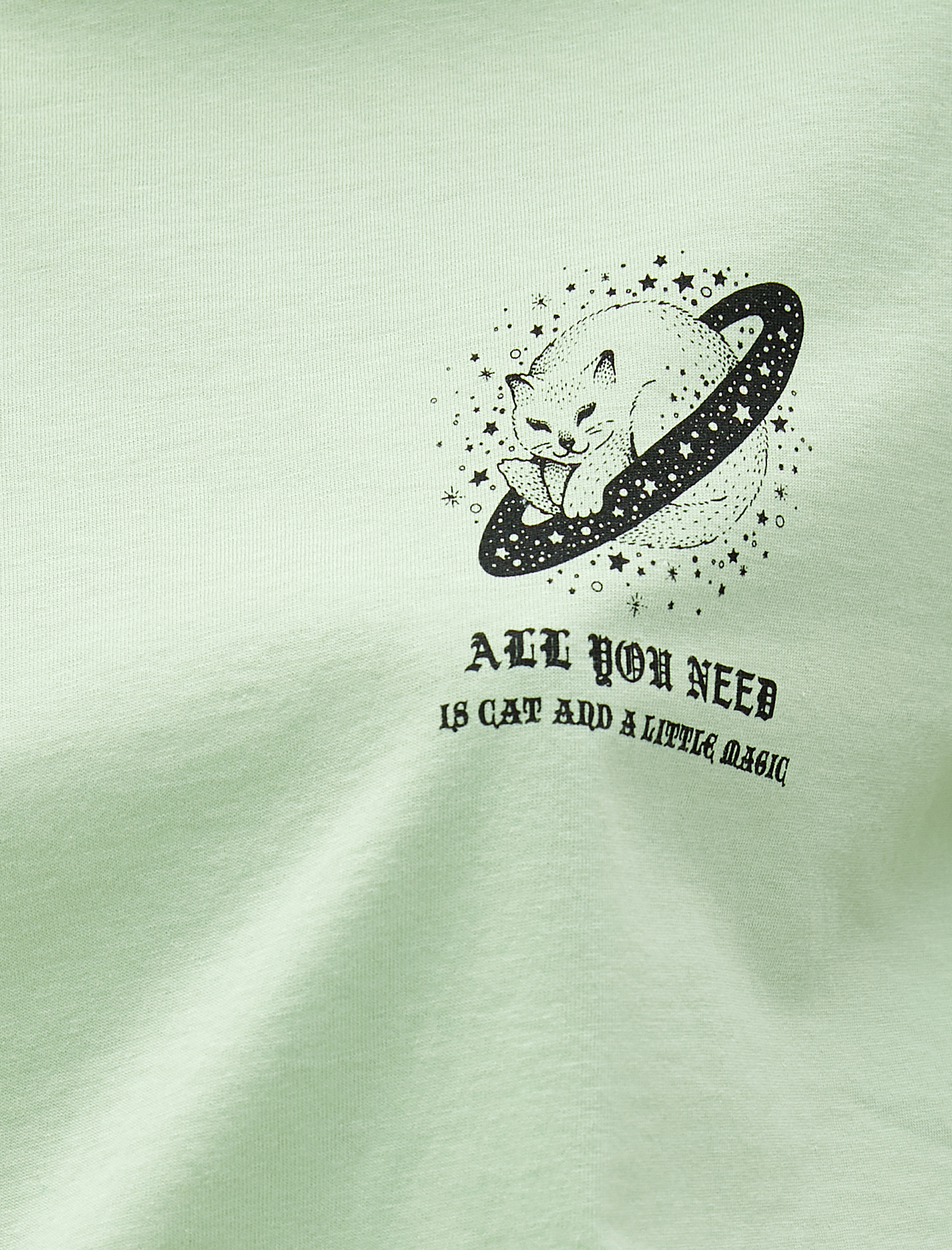   Slogan Baskılı Tişört Kısa Kollu Bisiklet Yaka Pamuklu