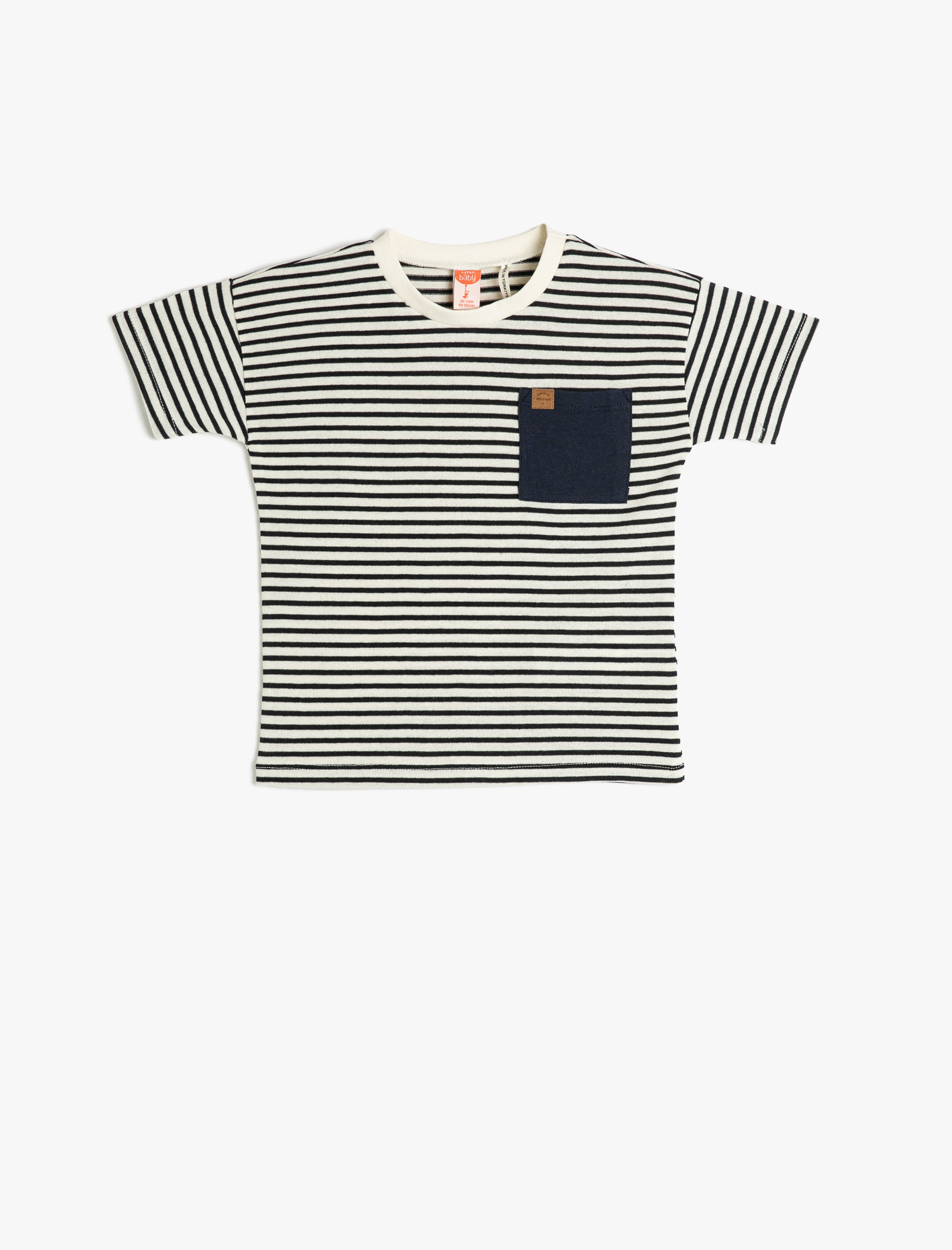  Erkek Bebek Tişört Kısa Kollu Bisiklet Yaka Tek Cep Detaylı