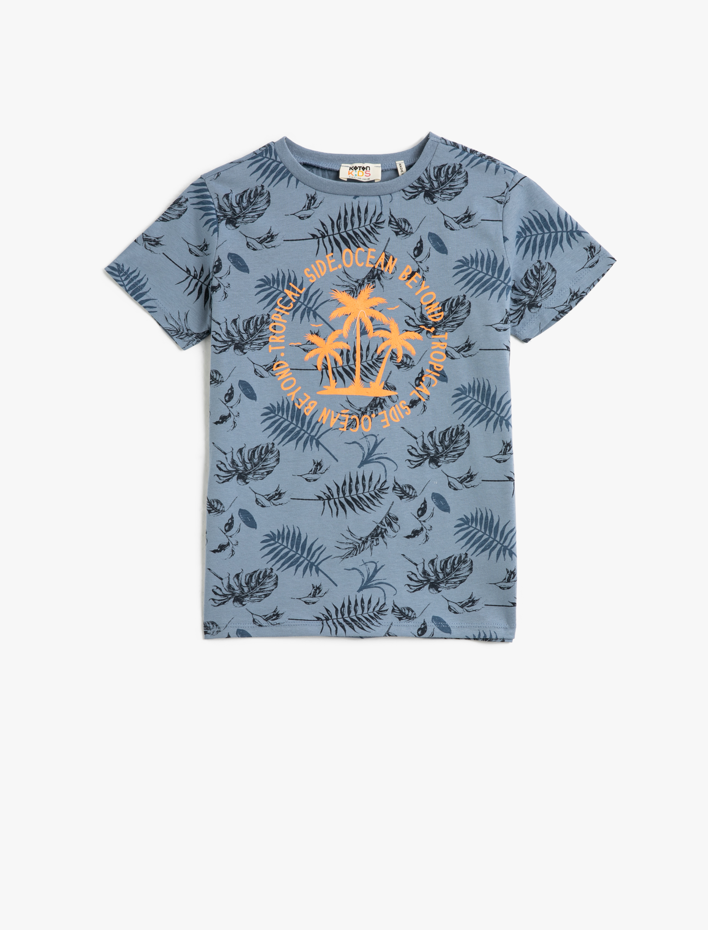  Erkek Çocuk Tişört Kısa Kollu Bisiklet Yaka Baskılı Pamuklu