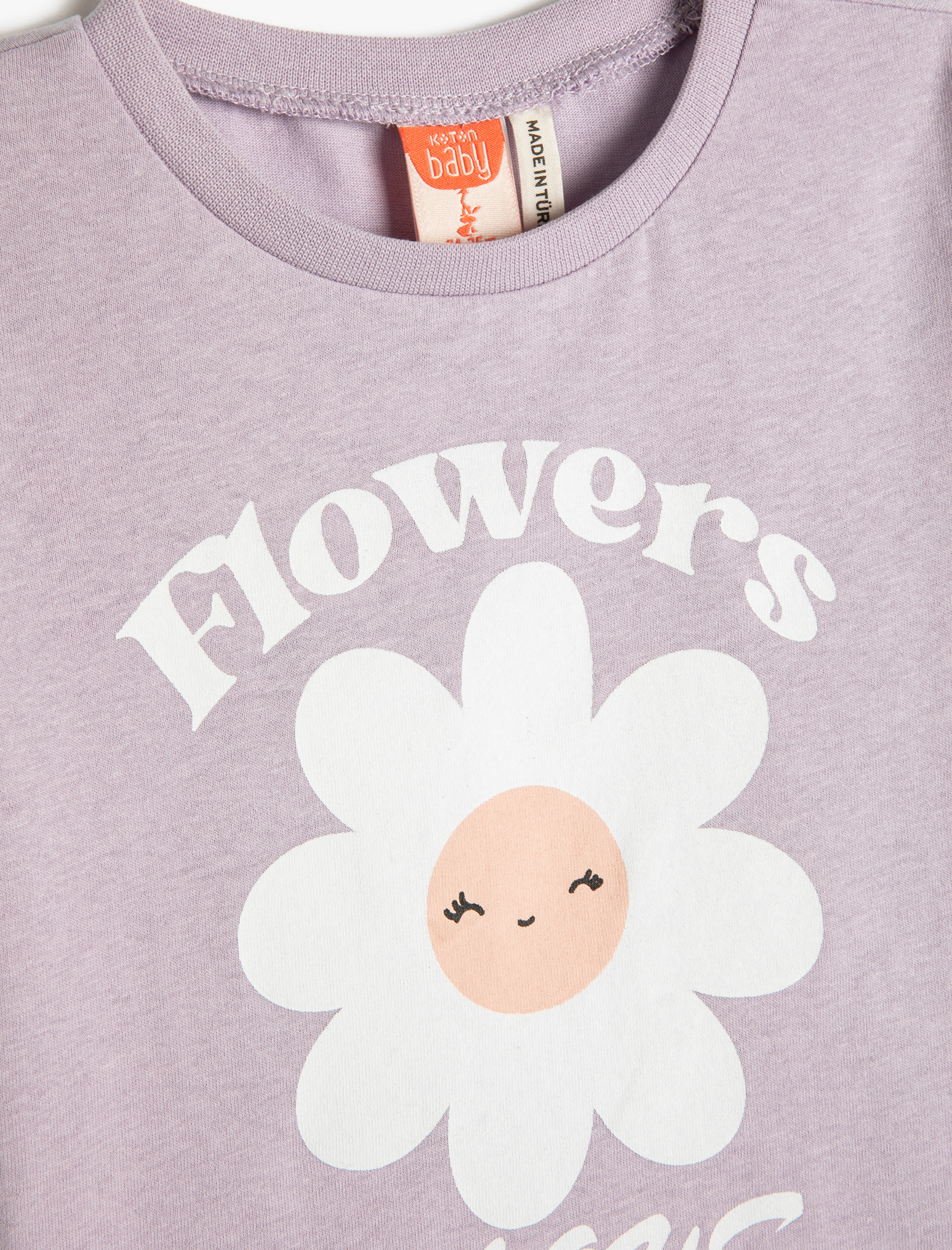  Kız Bebek Tişört Kısa Kollu Bisiklet Yaka Baskılı Pamuklu