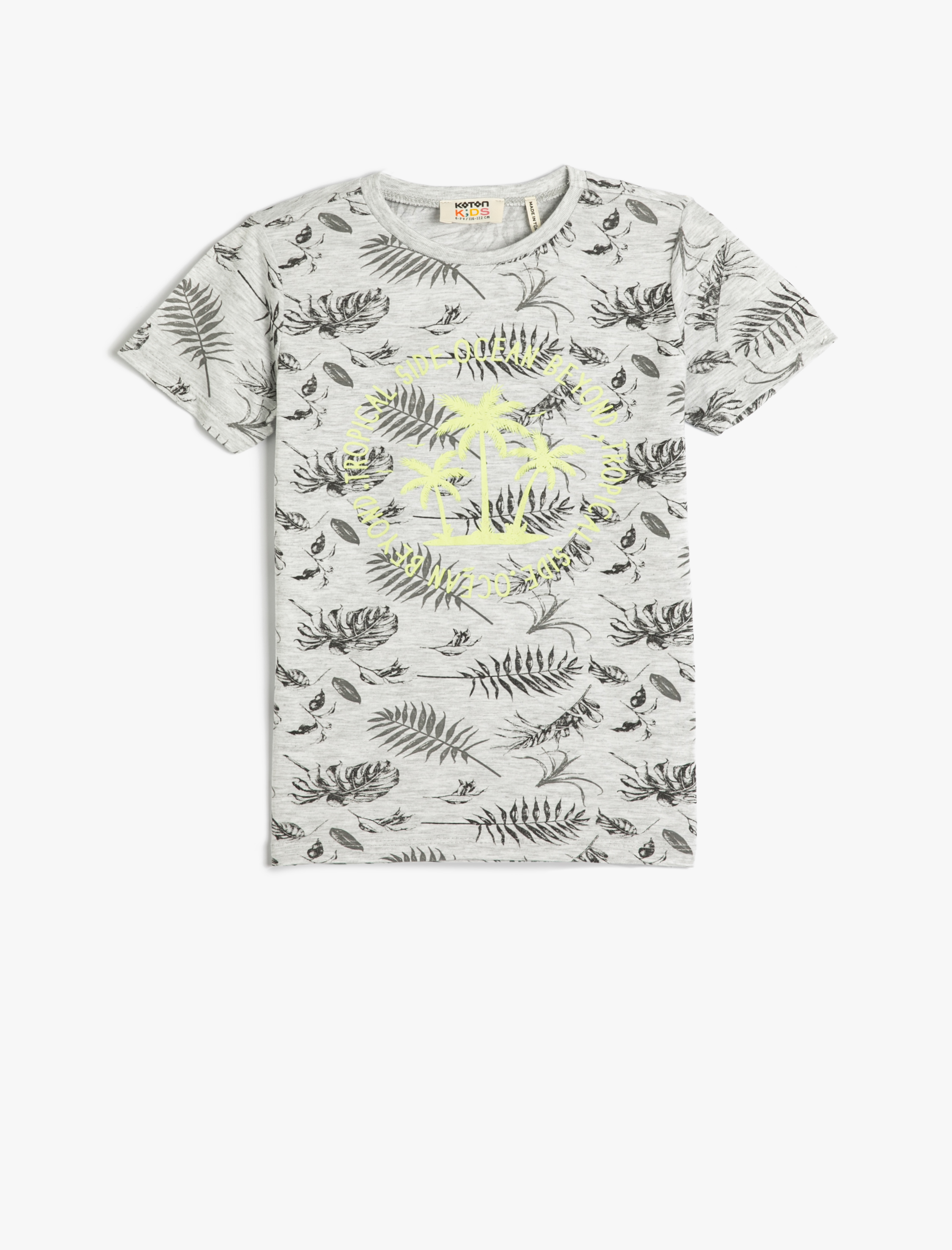  Erkek Çocuk Tişört Kısa Kollu Bisiklet Yaka Baskılı Pamuklu