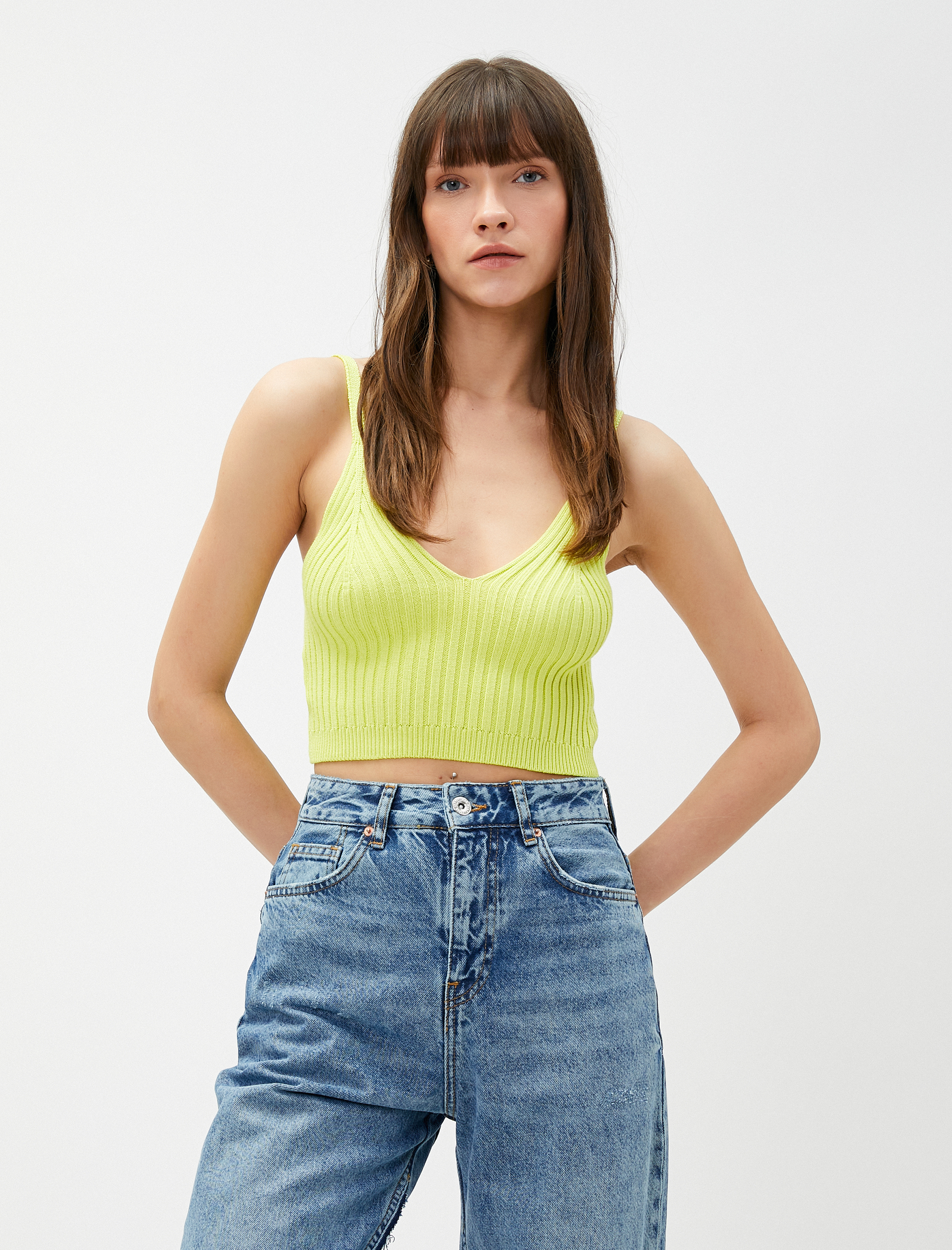   Triko Büstiyer V Yaka Askılı