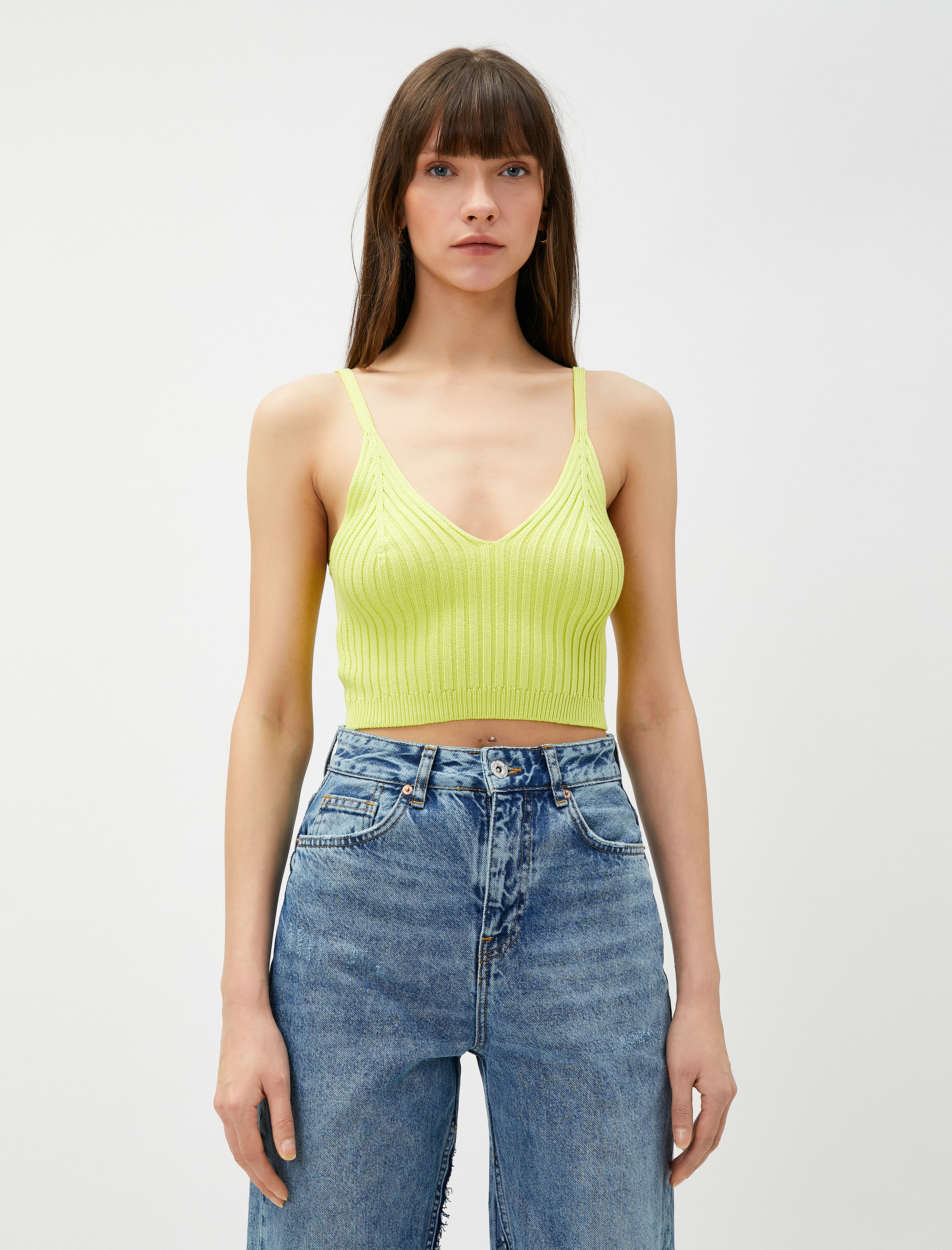   Triko Büstiyer V Yaka Askılı