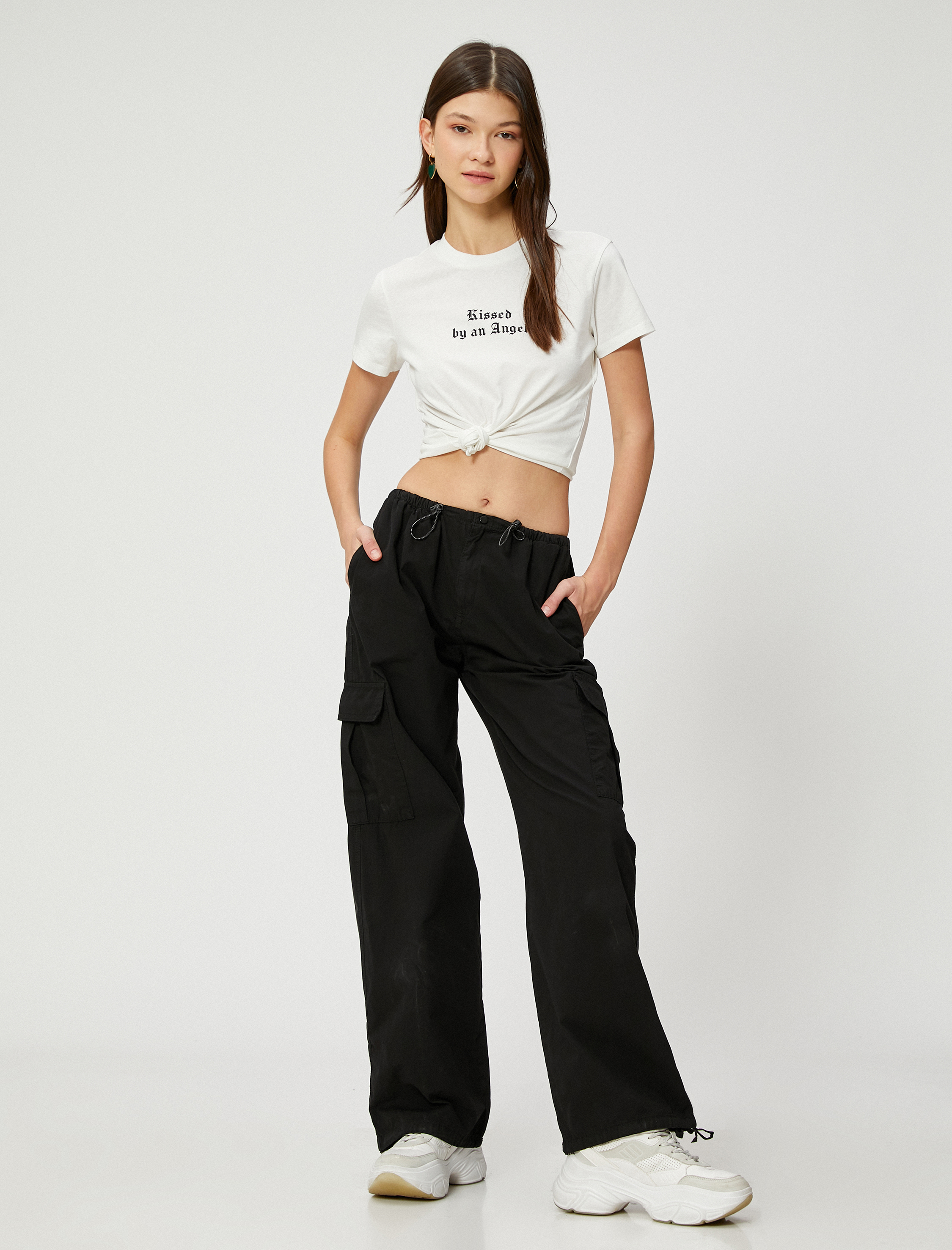   Tişört Slogan Baskılı Bisiklet Yaka Kısa Kollu Pamuklu