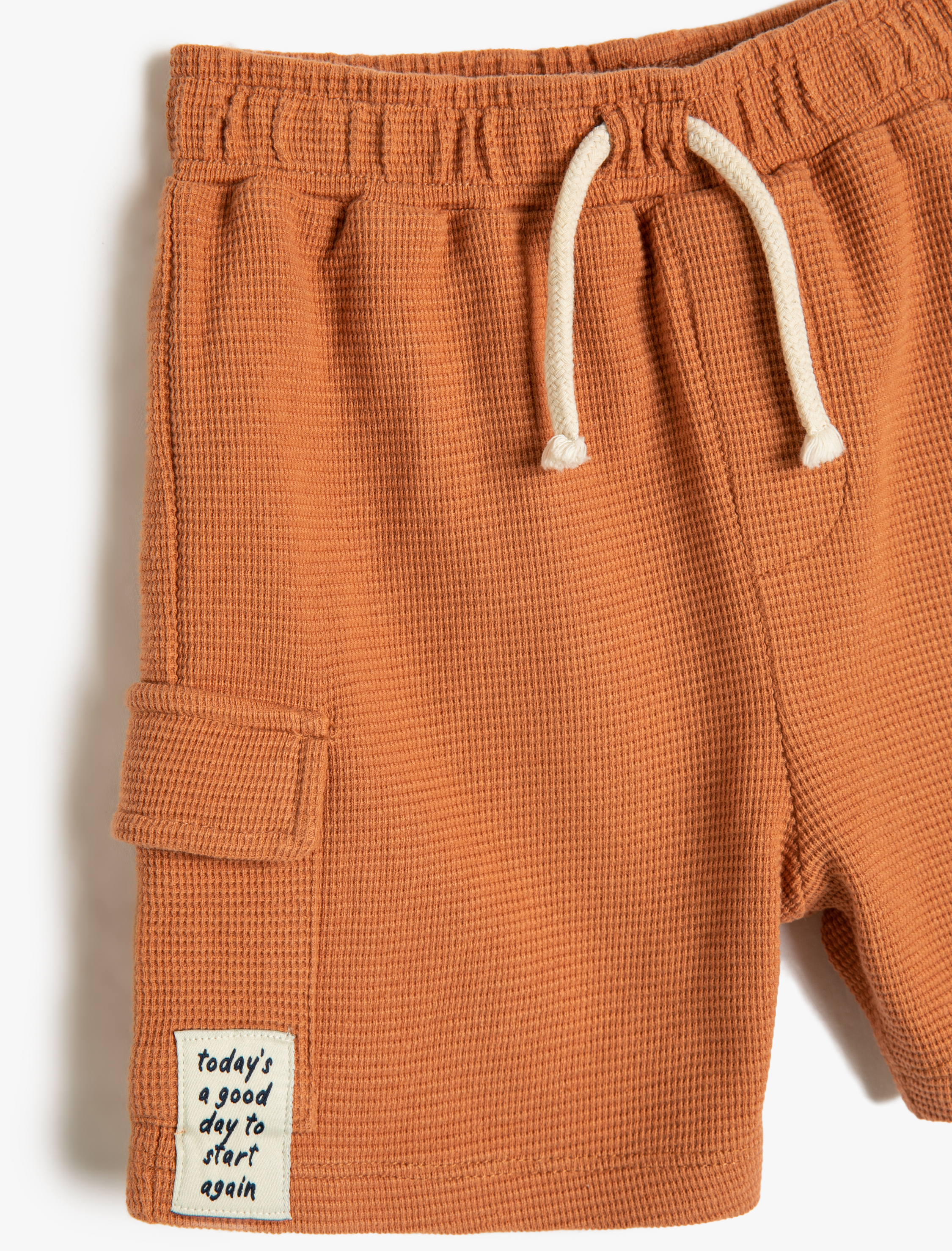  Erkek Bebek Şort Beli Bağlamalı Lastikli Yanları Cepli Dokulu Pamuklu