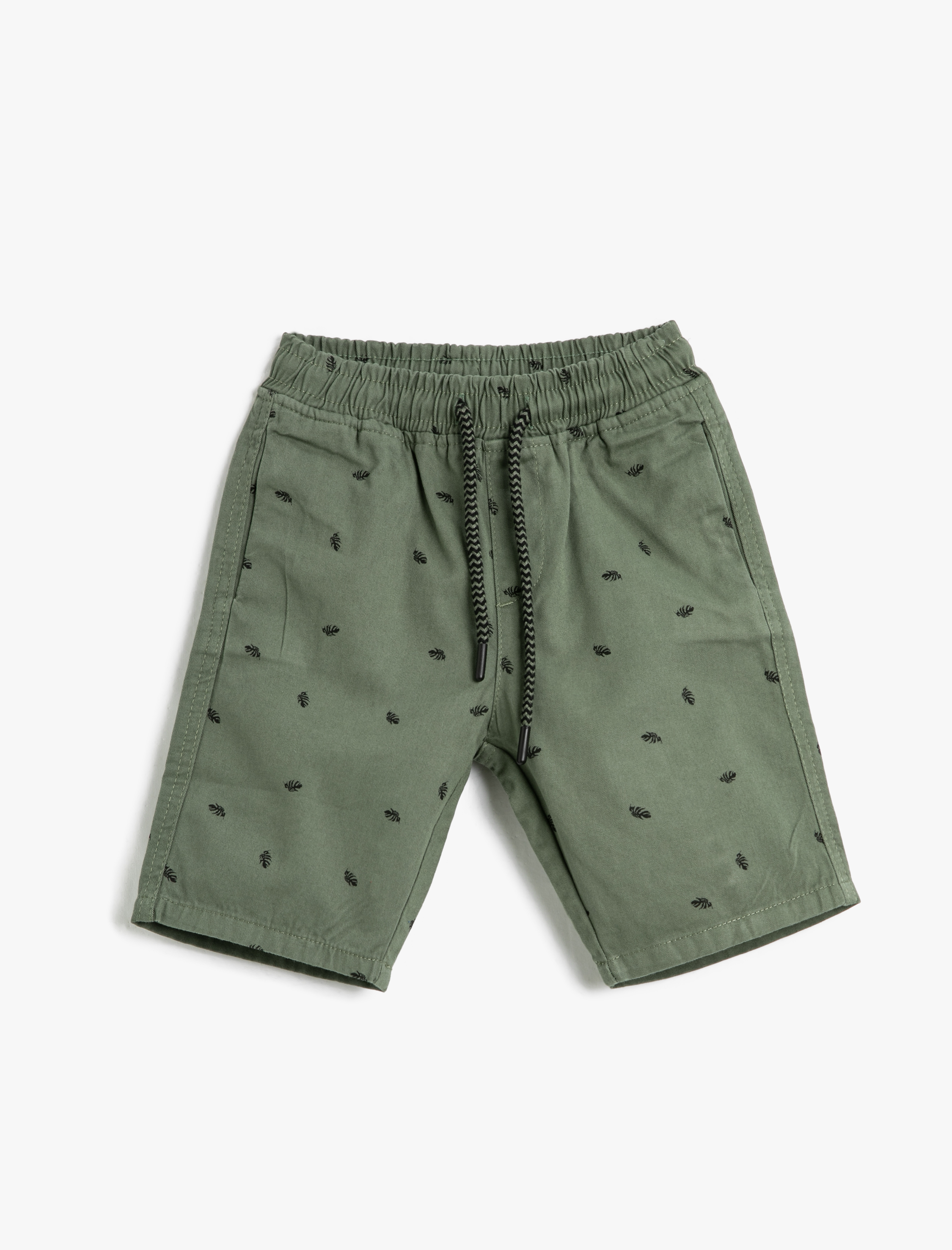  Erkek Çocuk Şort Pamuklu Beli Lastikli Palmiye Baskılı