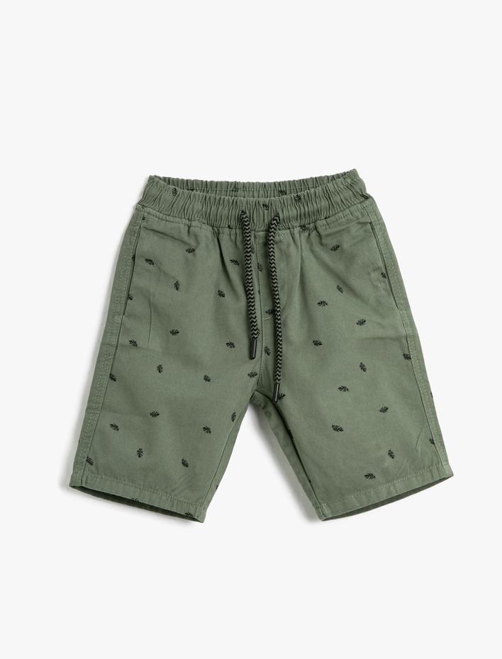 Erkek Çocuk Şort Pamuklu Beli Lastikli Palmiye Baskılı