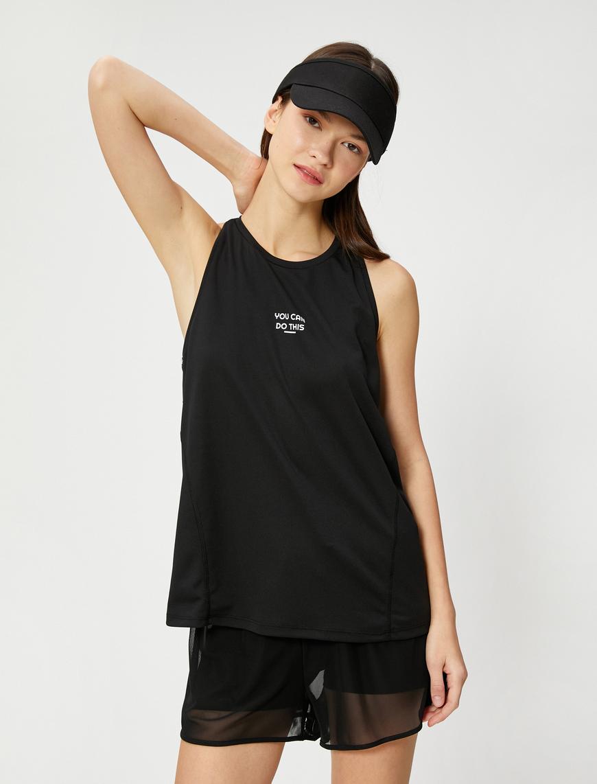   Baskılı Spor Atlet Halter Yaka