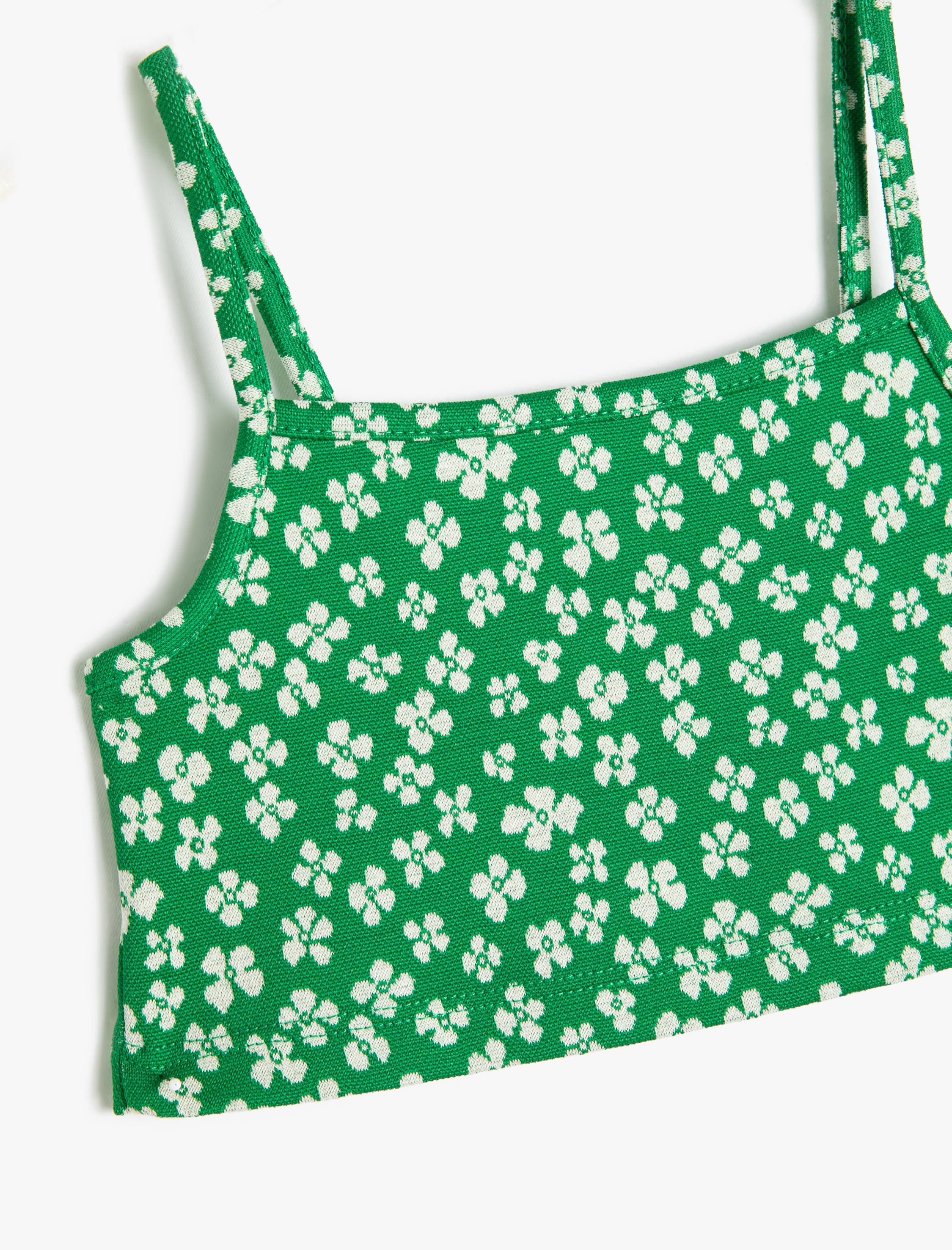  Kız Çocuk Crop Atlet Askılı Çiçekli Pamuk Karışımlı